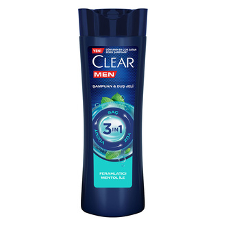 Clear Men 3 in 1 Şampuan & Duş Jeli Ferahlatıcı Mentol Etkisi Saç Yüz Vücut İçin 350 ml