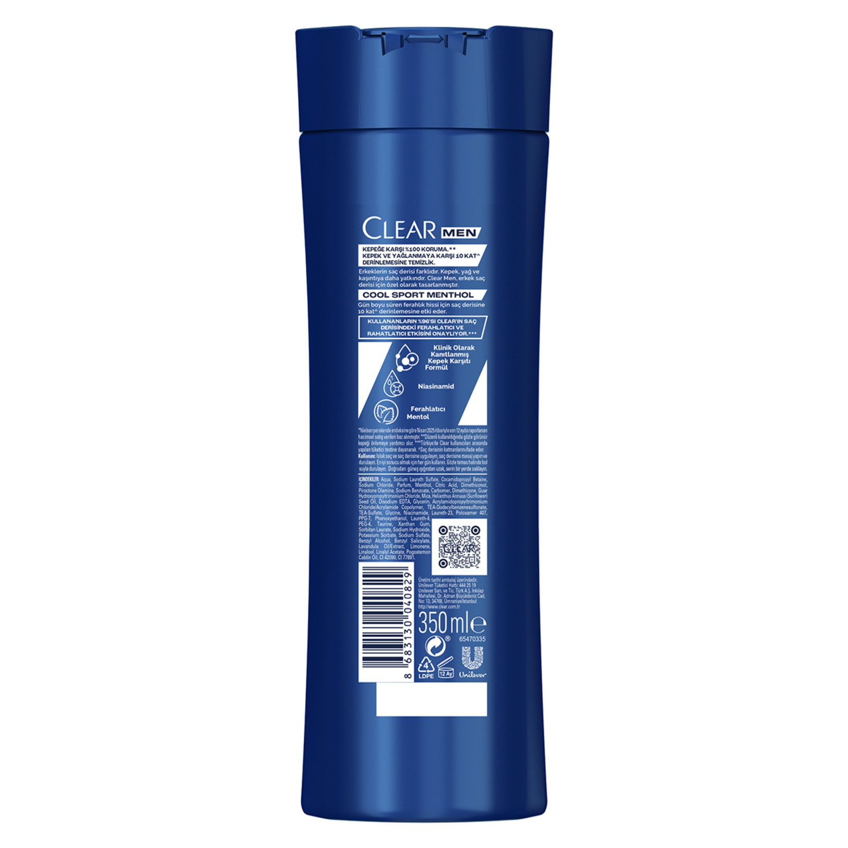 Clear Men Kepeğe Karşı Etkili Şampuan Cool Sport Menthol Ferahlatıcı Mentol Etkisi 350 ml - Görsel 10