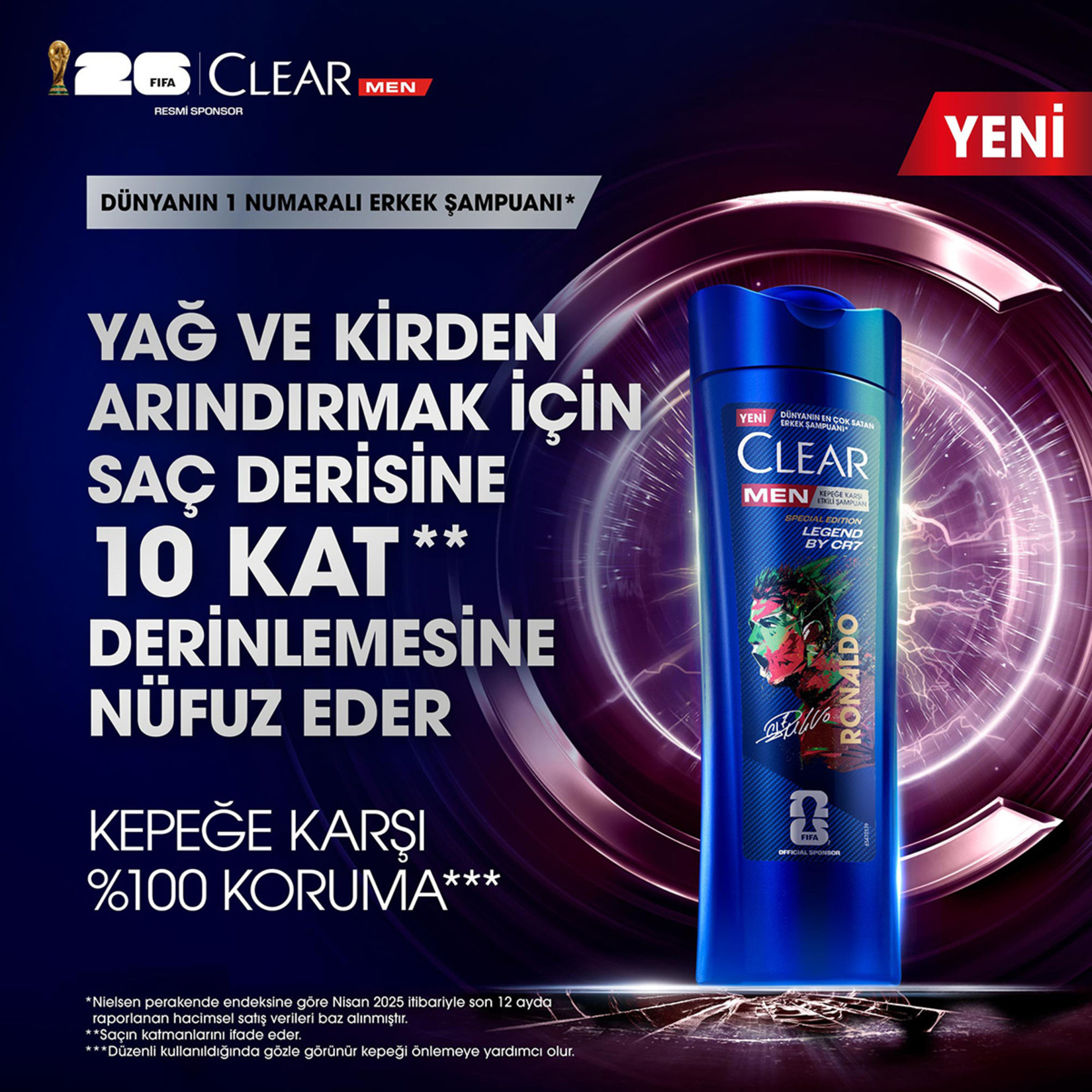 Clear Men Kepeğe Karşı Etkili Şampuan Legend By CR7 Cristiano Ronaldo 350 ml - Görsel 3