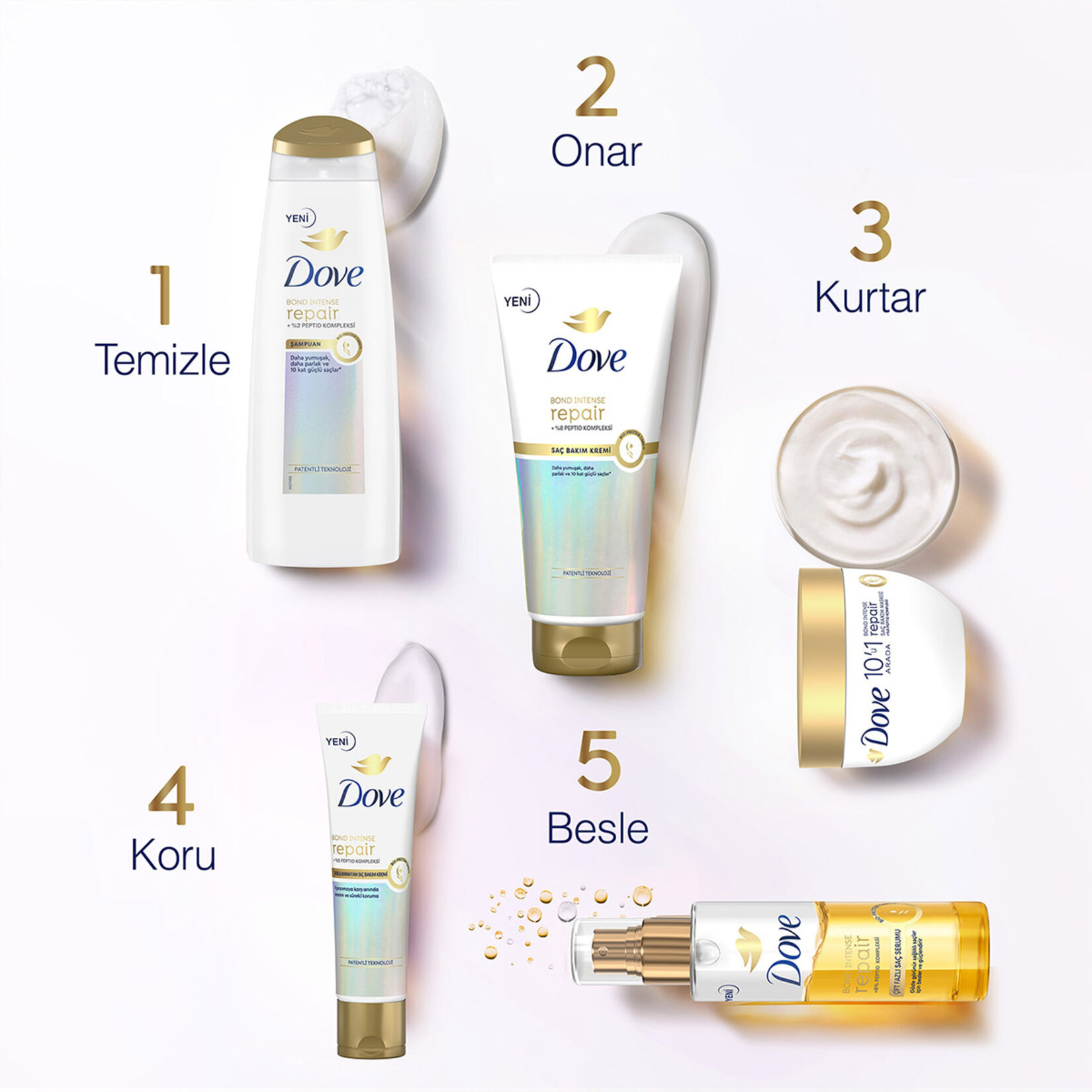 Dove Bond Intense Repair Durulanmayan Saç Bakım Kremi 150 Ml - Görsel 5