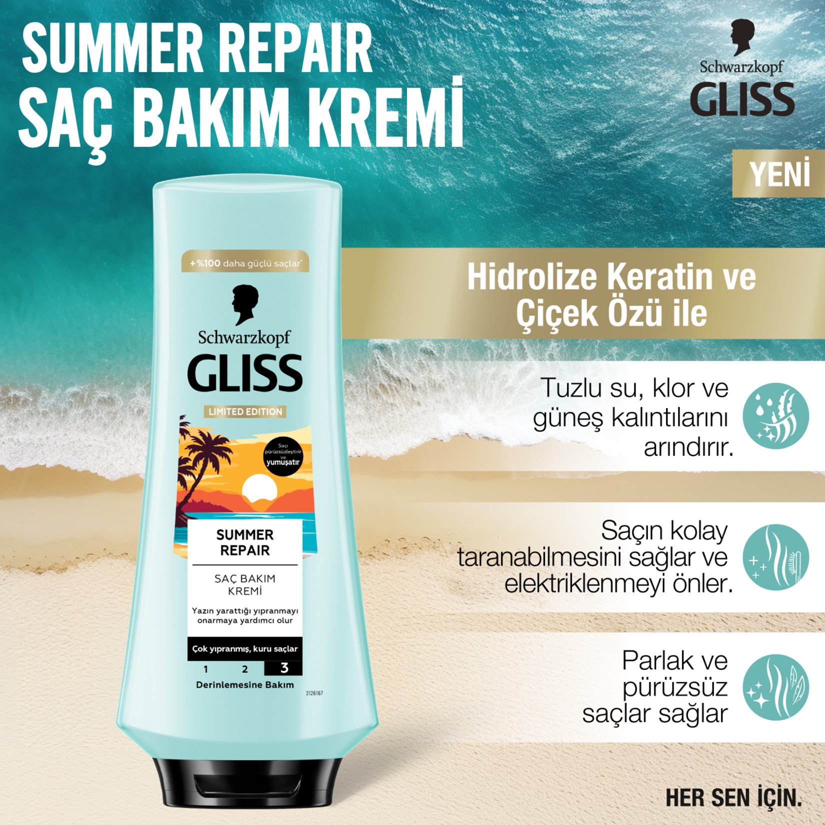 Gliss Summer Repair Saç Kremi 360 Ml - Görsel 2