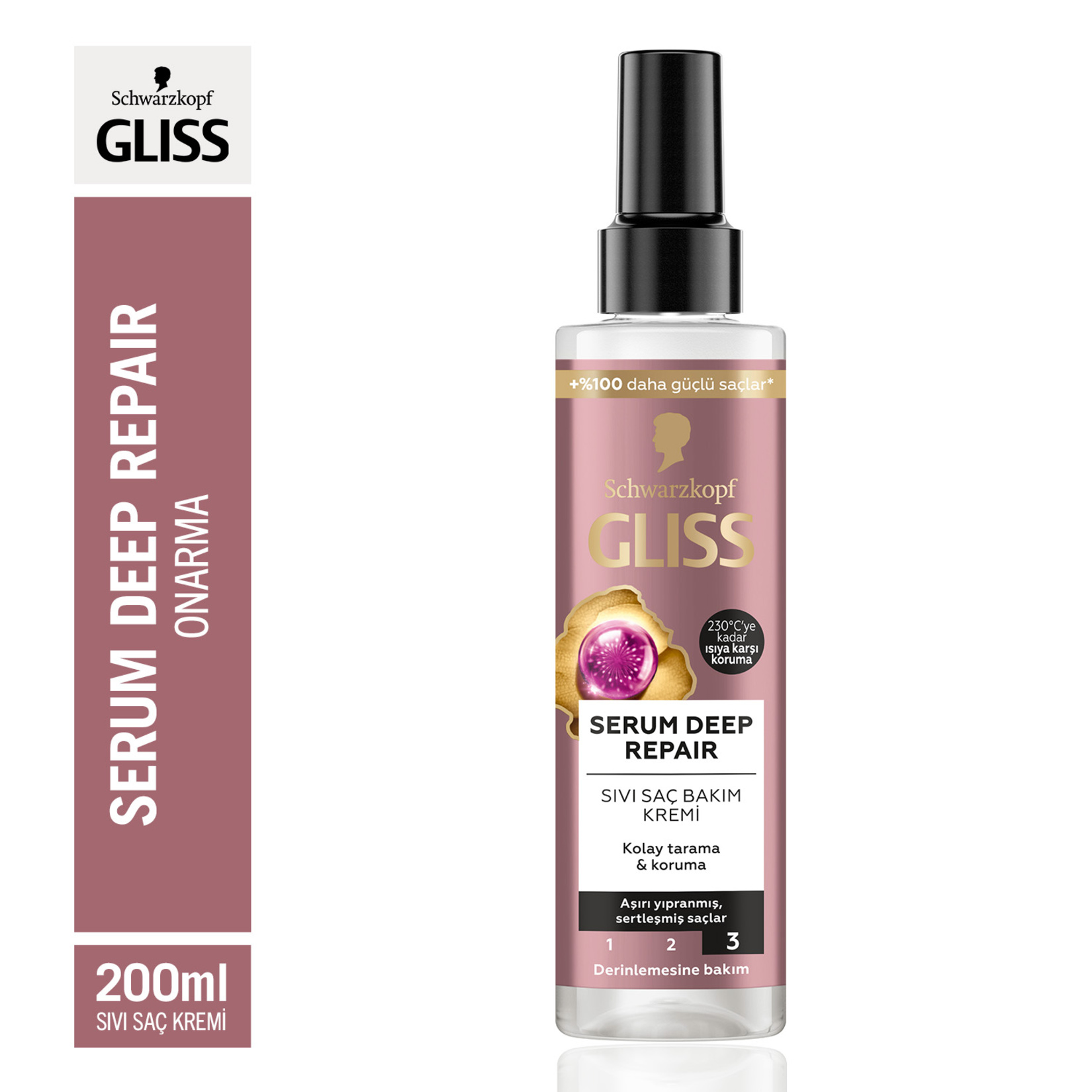Gliss Serum Deep Repair Onarıcı Sıvı Saç Bakım Kremi - Protein Kompleksi ve Hint İnciri ile 200 ml - Görsel 3