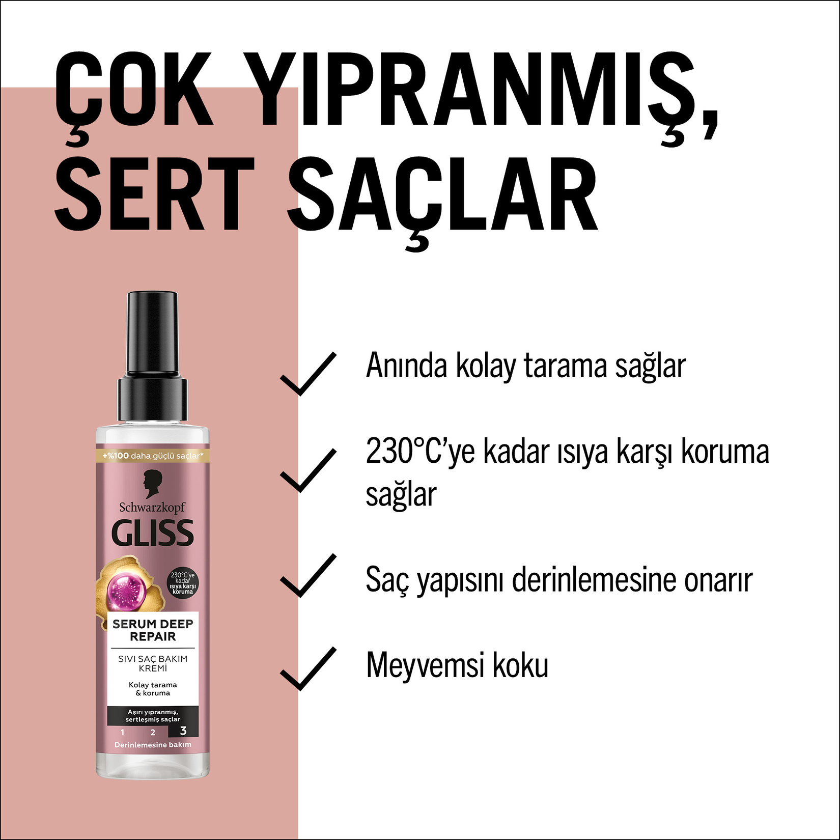 Gliss Serum Deep Repair Onarıcı Sıvı Saç Bakım Kremi - Protein Kompleksi ve Hint İnciri ile 200 ml - Görsel 4