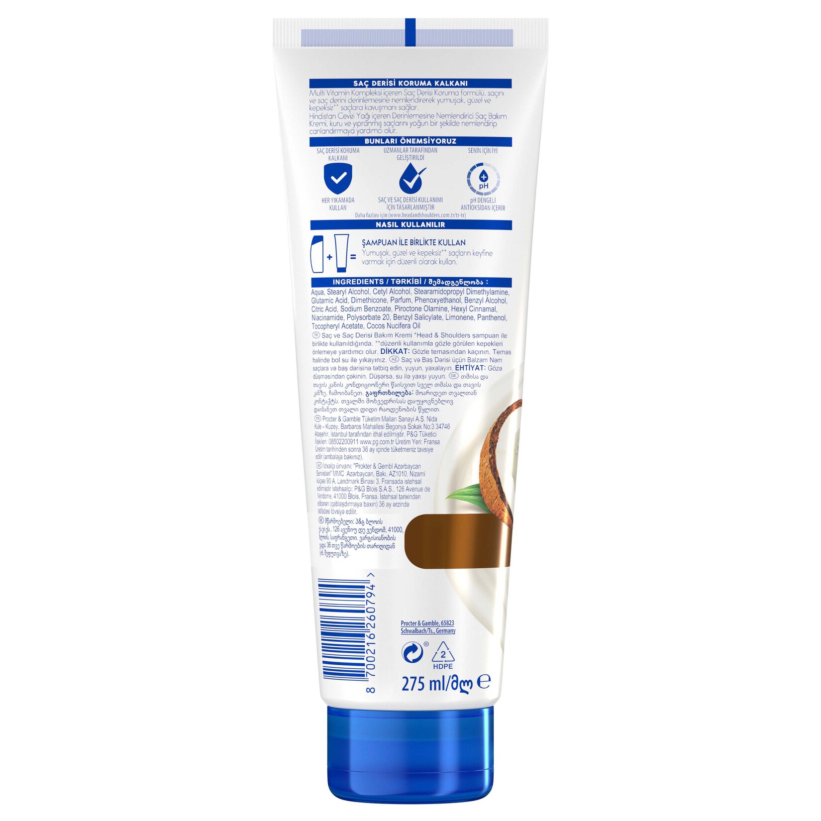 Head & Shoulders Derin Nemlendirici Kepek Hindistan Cevizi Yağlı Saç Kremi 275 ML - Görsel 8