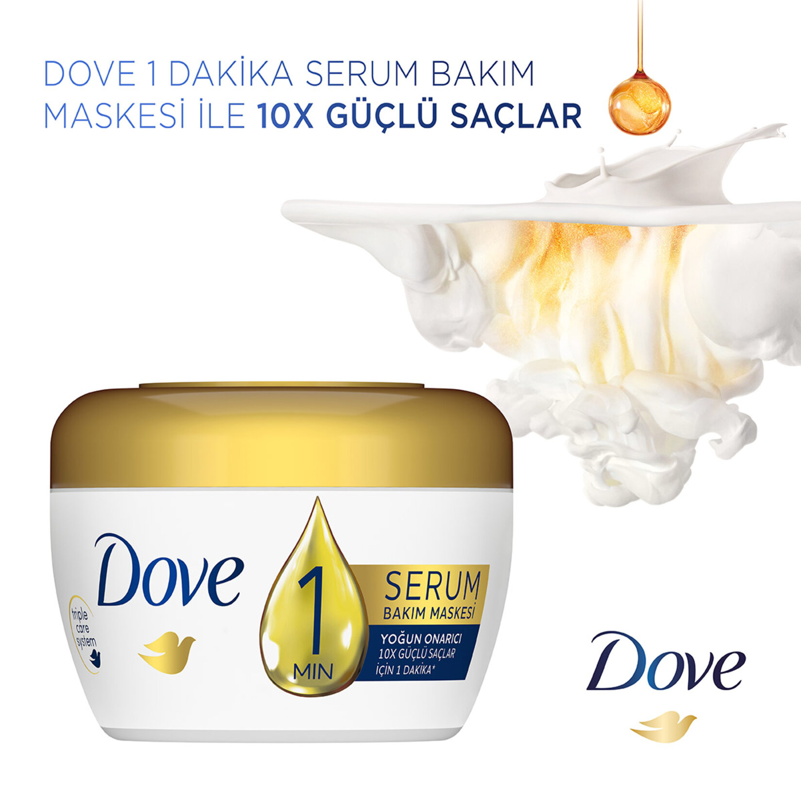 Dove 1 Minute Serum Saç Bakım Maskesi Yoğun Onarıcı 160 Ml - Görsel 3