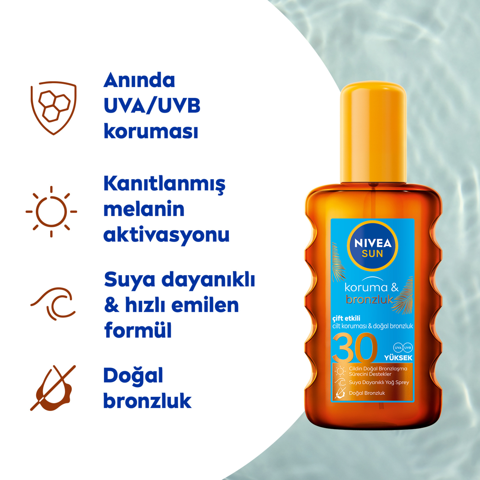 NIVEA SUN SPF20 Güneş Koruyucu ve Bronzlaştırıcı Vücut Yağ Spreyi 200 Ml - Görsel 3