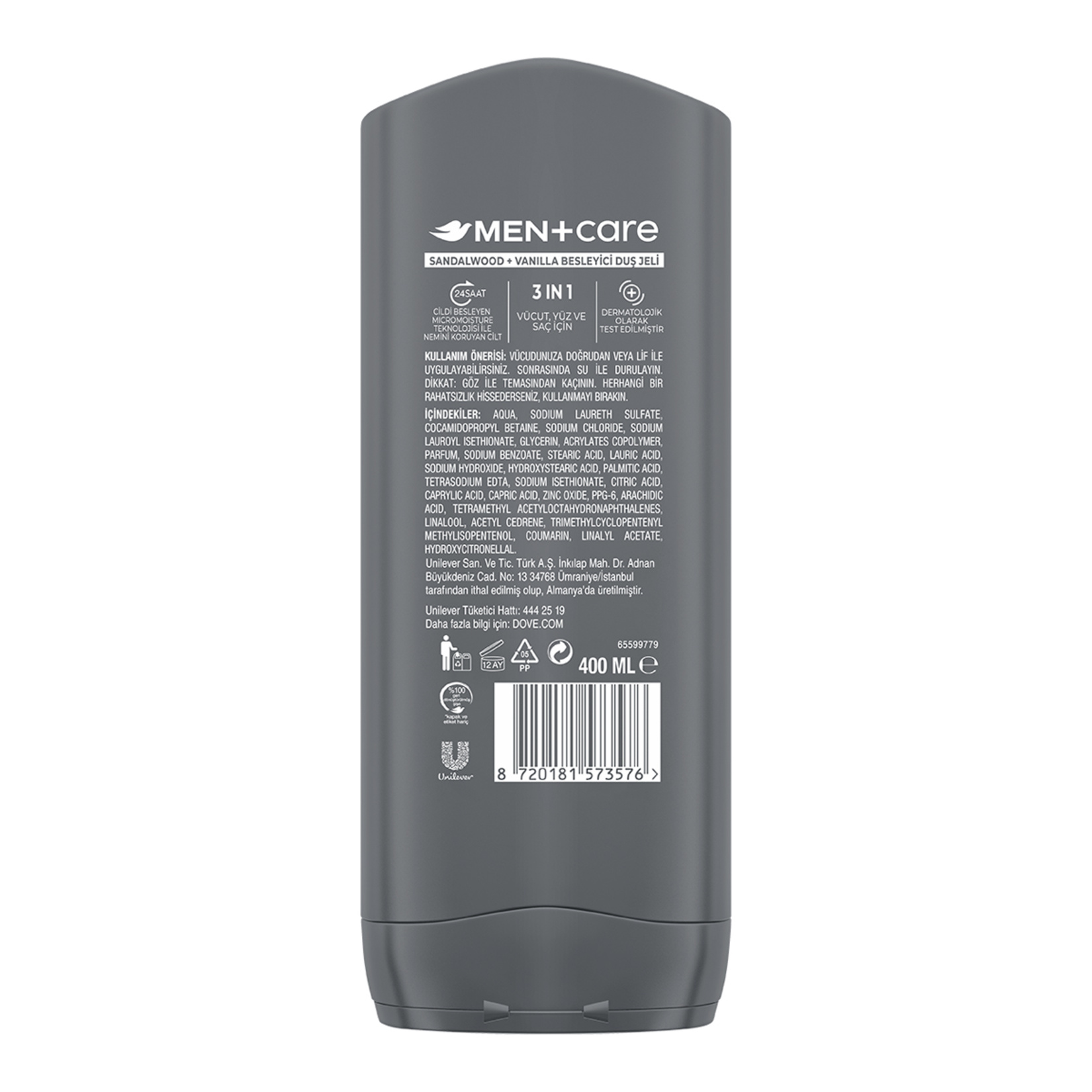 Dove Men +Care Sandalwood + Vanilla Duş Jeli 400 Ml - Görsel 2