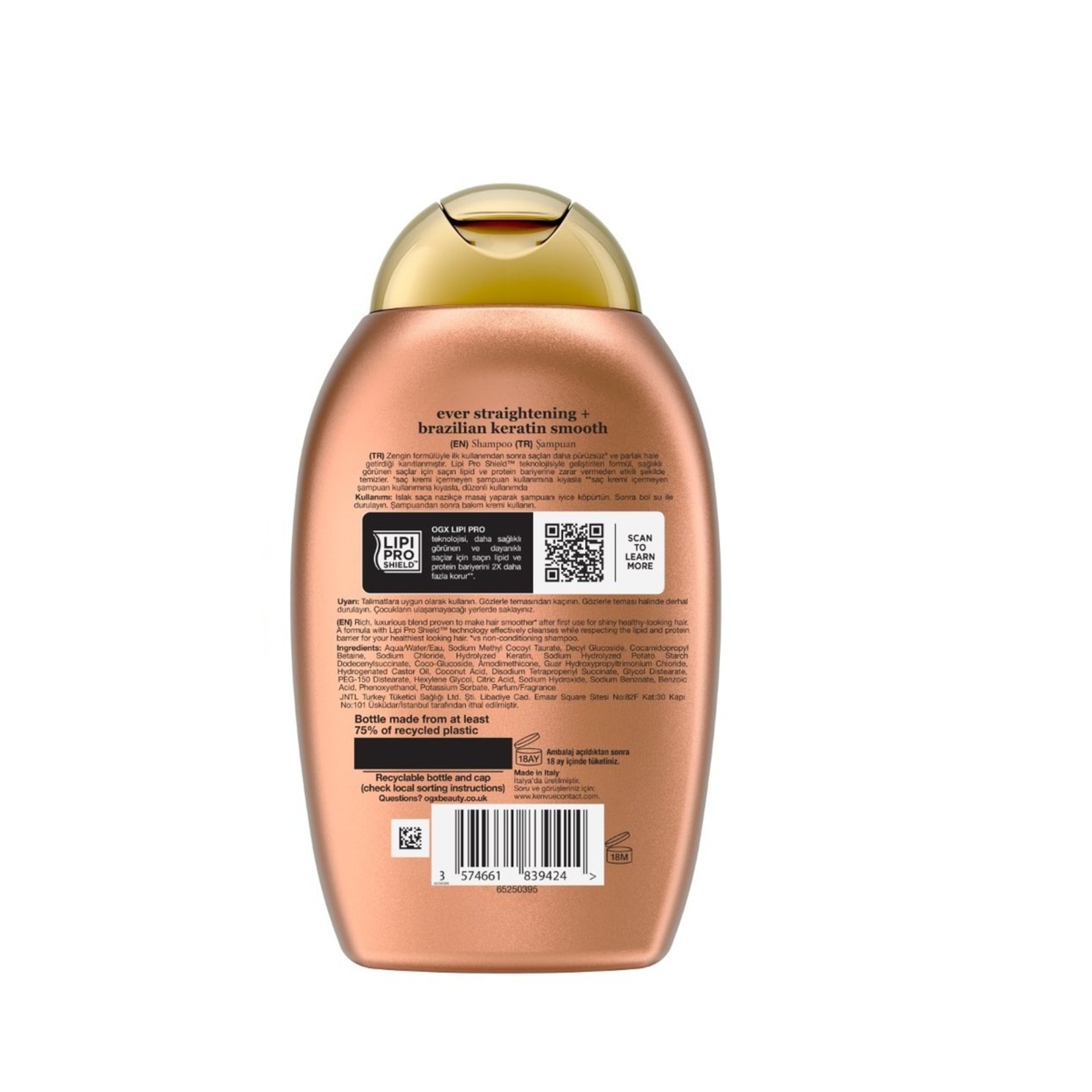 OGX Düzleştirici Brazilian Keratin Smooth Şampuan 385 Ml - Görsel 2