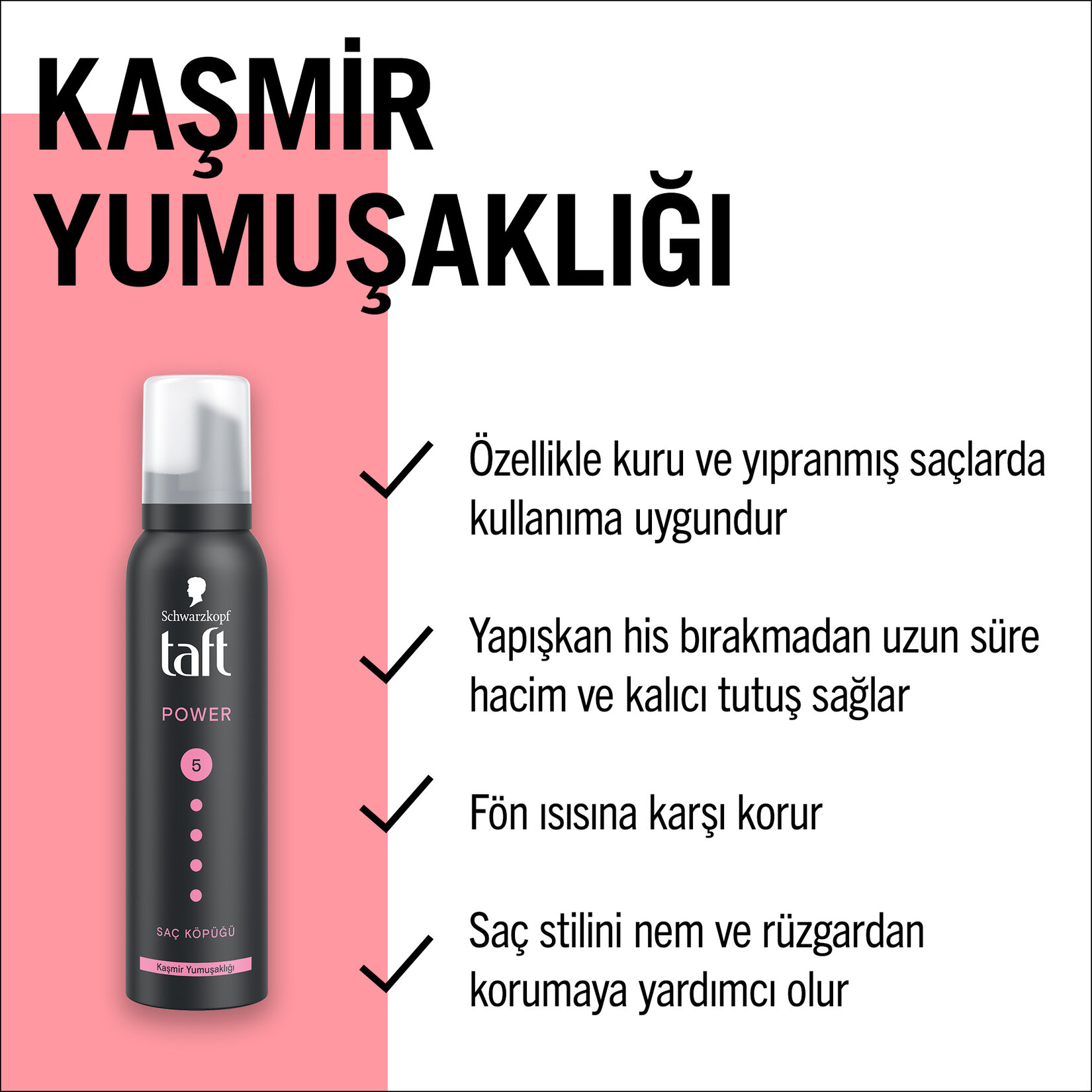 Taft Saç Köpüğü Power Cashmere 150 Ml - Görsel 3