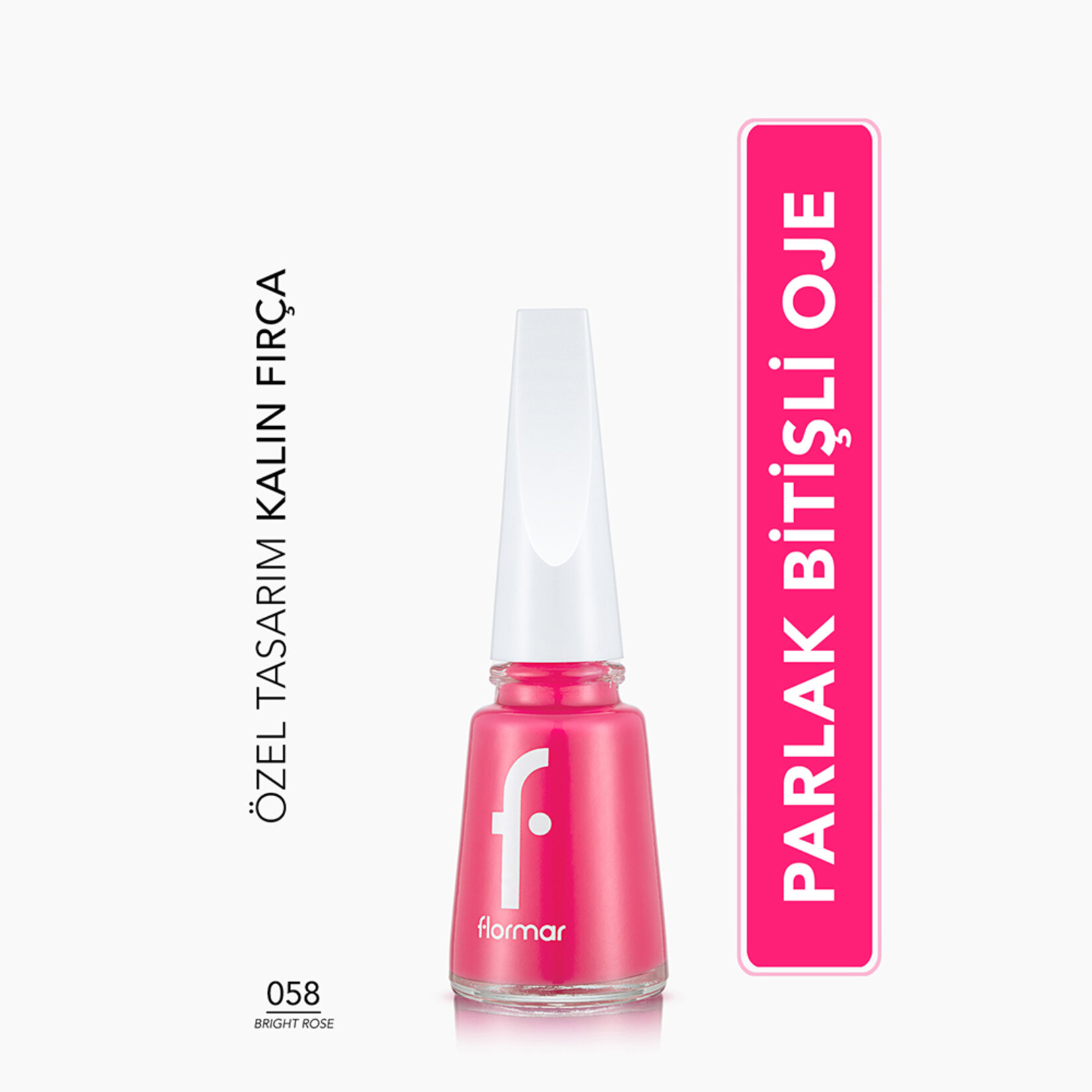Flormar Nail Enamel Uzun Süre Kalıcı Besleyici Oje - 058 Bright Rose - Görsel 2