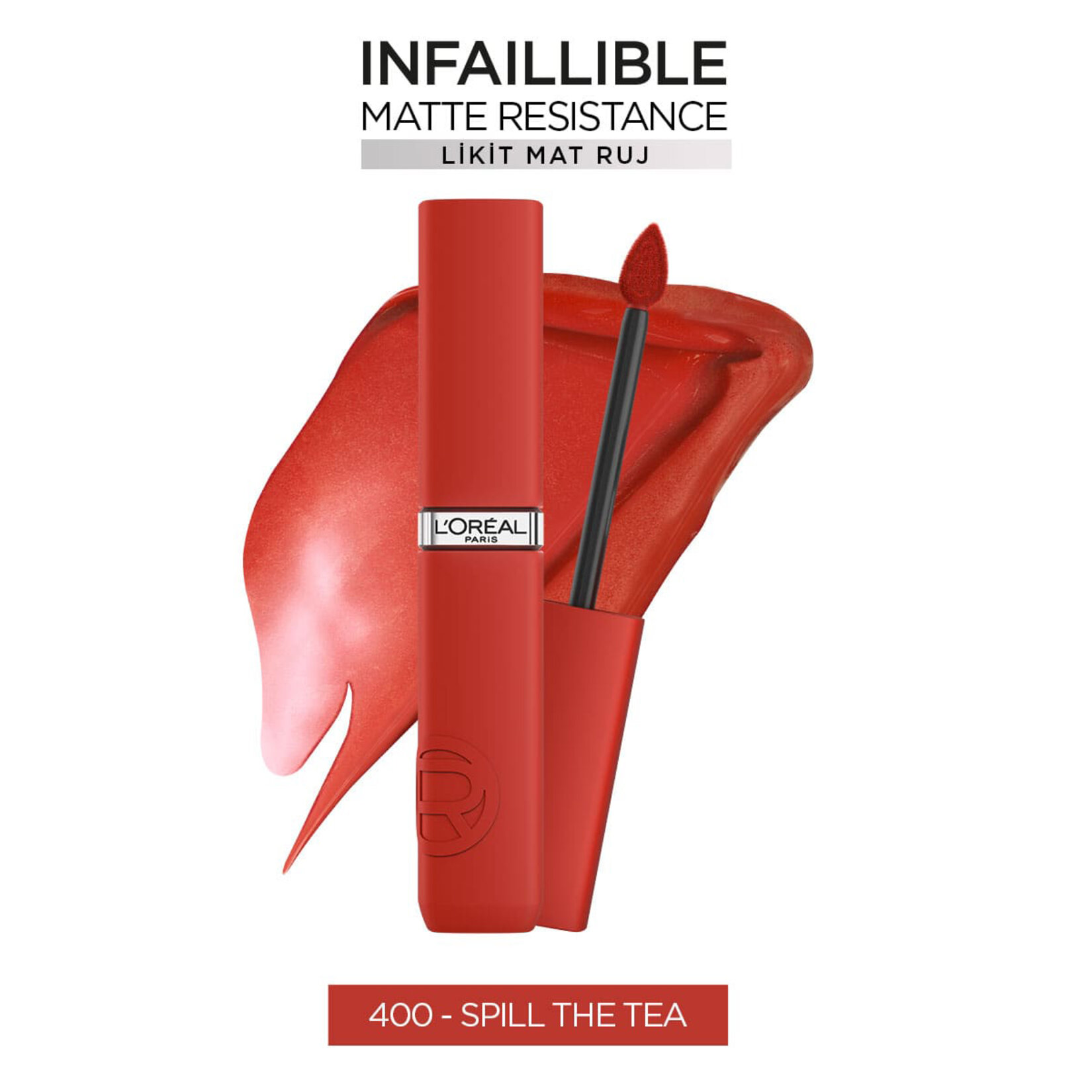 L'Oreal Paris Matte Resistance Likit Mat Ruj 400 Spill Tea - Görsel 1