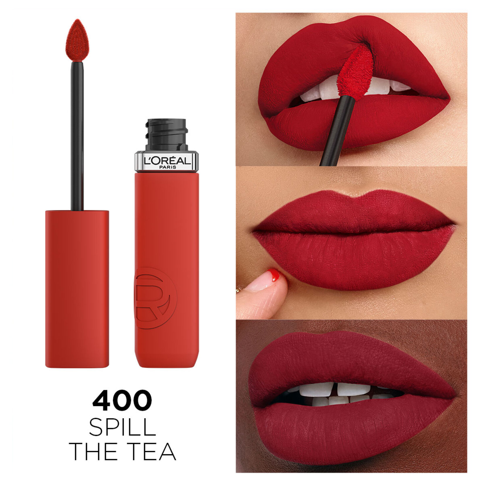 L'Oreal Paris Matte Resistance Likit Mat Ruj 400 Spill Tea - Görsel 5