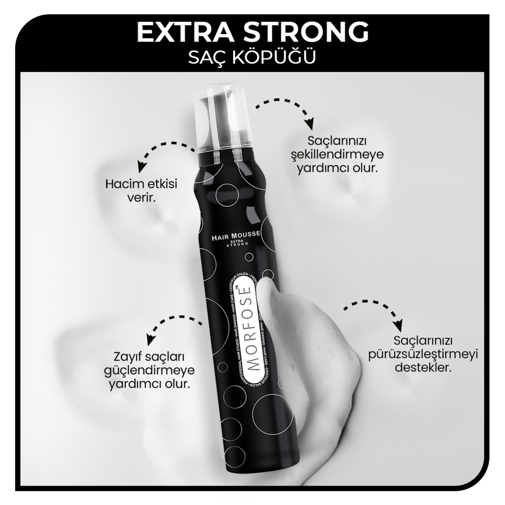 Morfose Extra Strong Saç Köpüğü 200 ml - Görsel 3