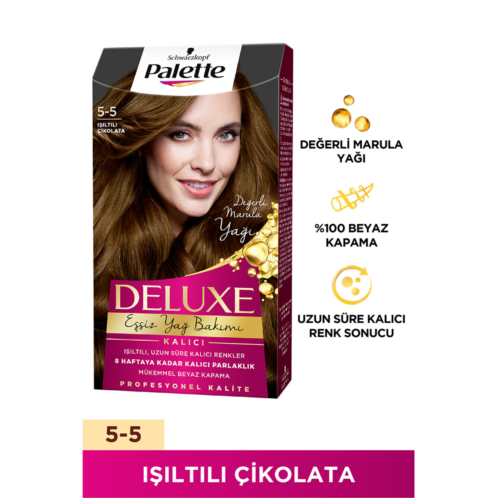 Palette Deluxe Saç Boyası Altın Parıltı Çikolata 5-5 - Görsel 2