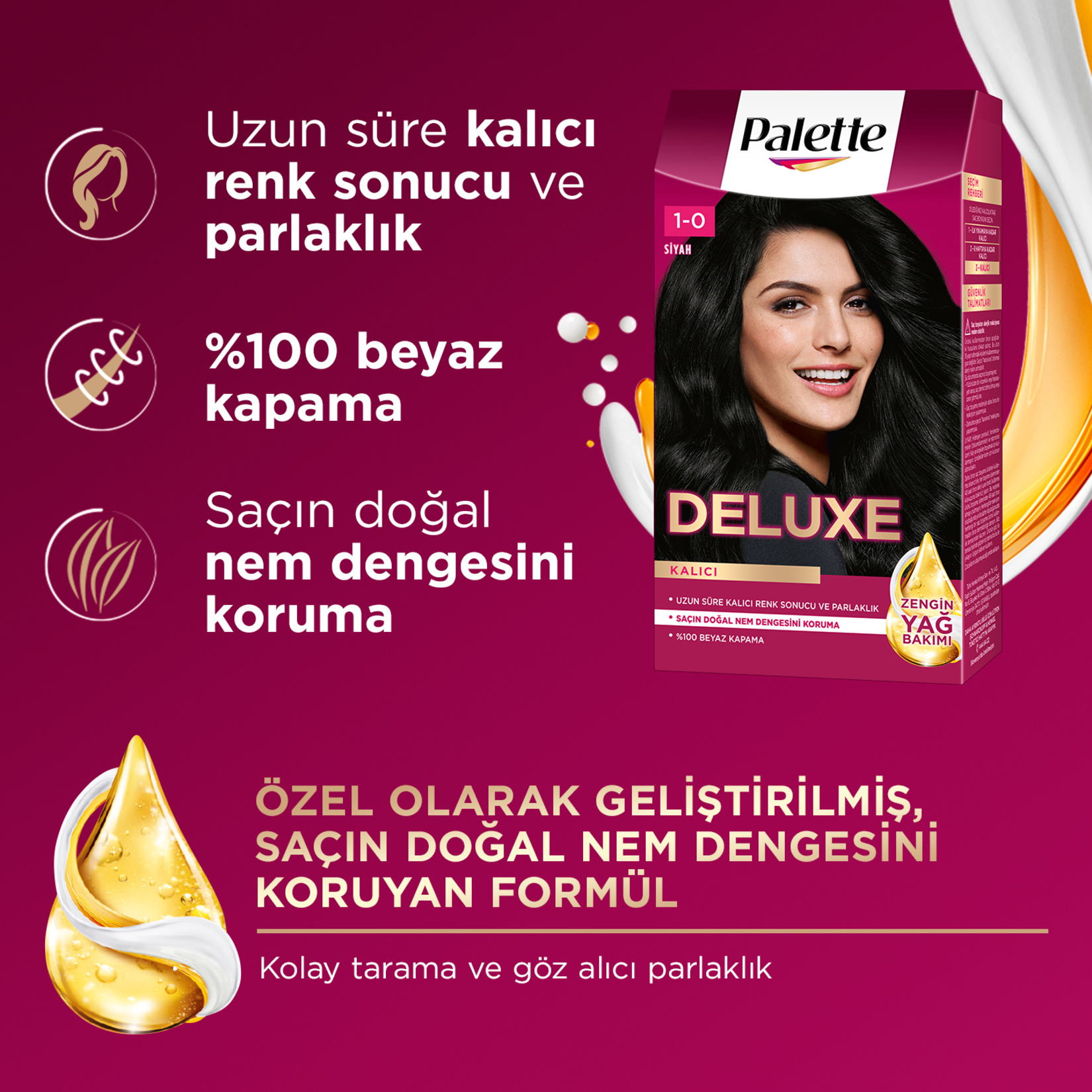 Palette Deluxe 1-0 Siyah Saç Boyası 115 Ml - Görsel 3