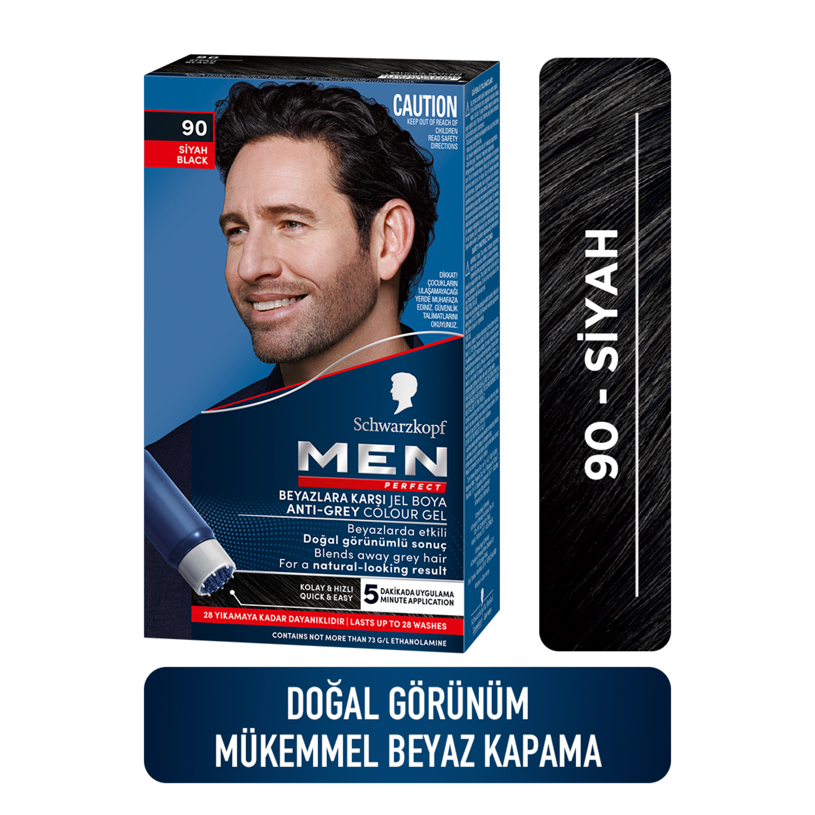 Men Perfect 90 Siyah Erkek Saç Boyası 80 Ml - Görsel 2