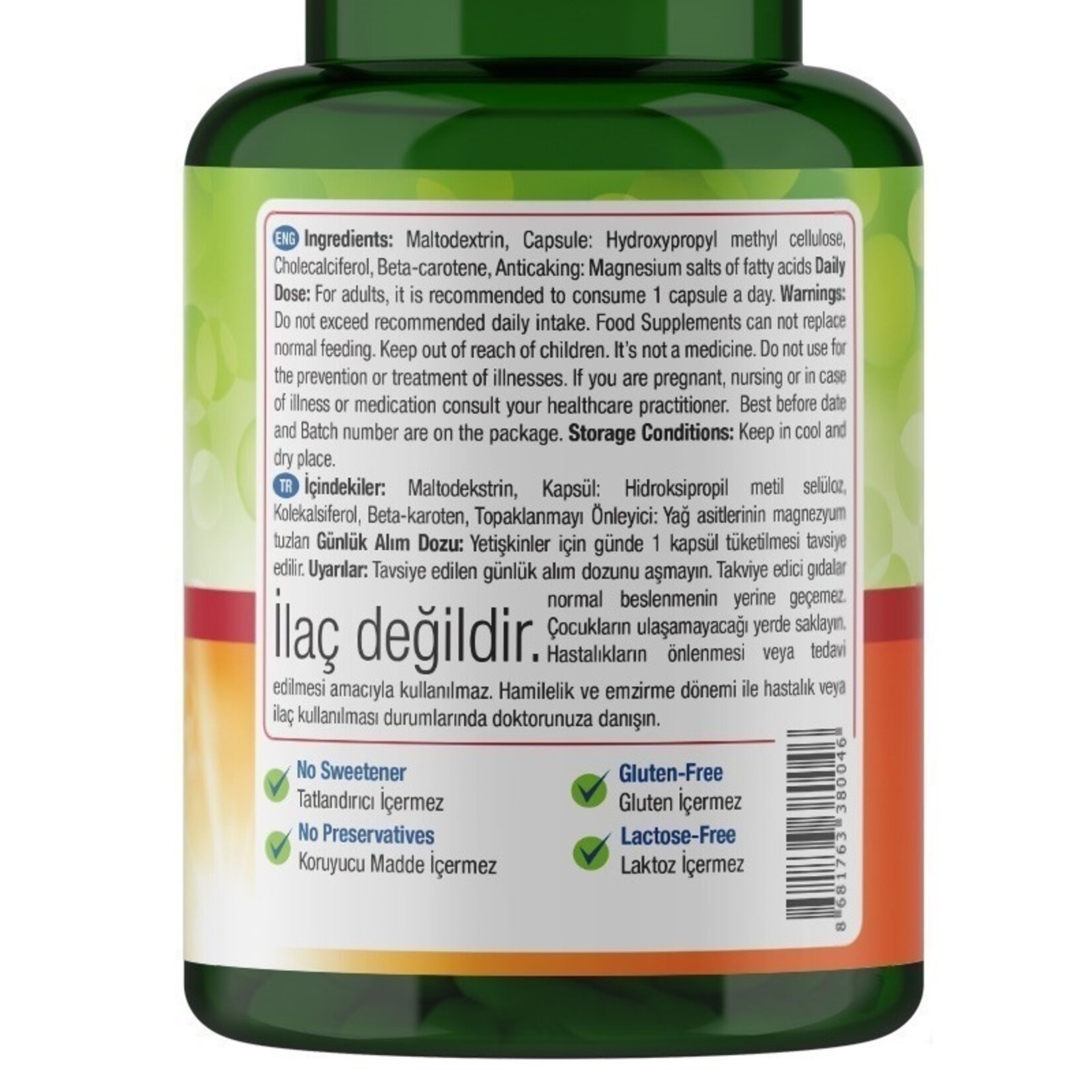 Nature's Supreme Vitamin D3 1000 IU 90 Kapsül - Görsel 2