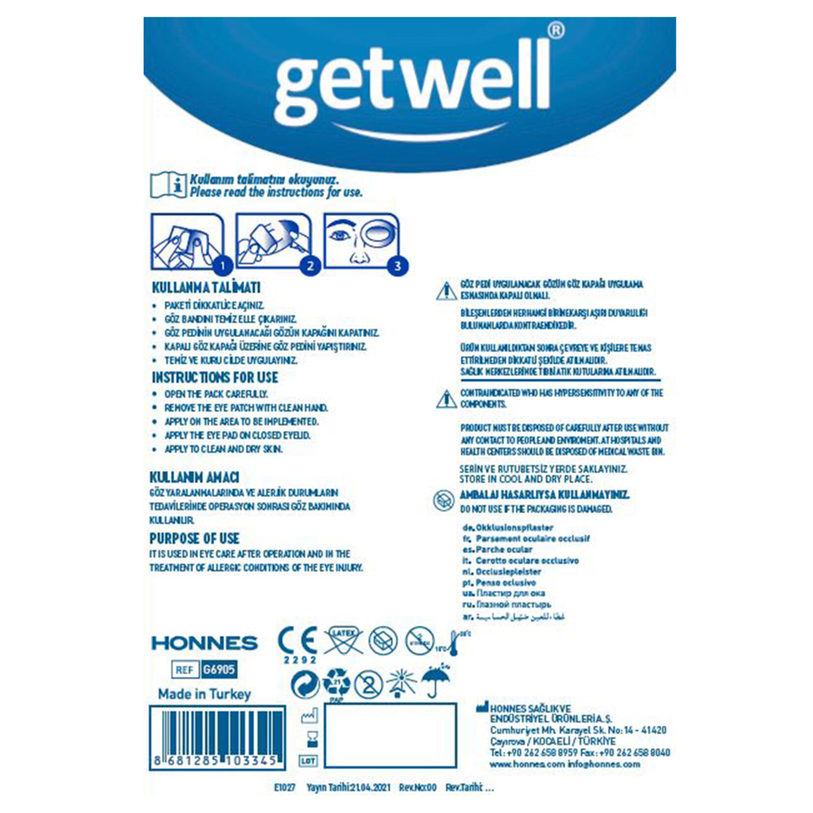 Getwell Steril Göz Pedi 6,5*9,5 Cm 5 Adet - Görsel 2