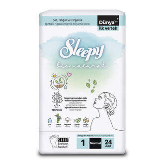 Sleepy Bio Natural Süper Normal Hijyenik Ped 24'lü