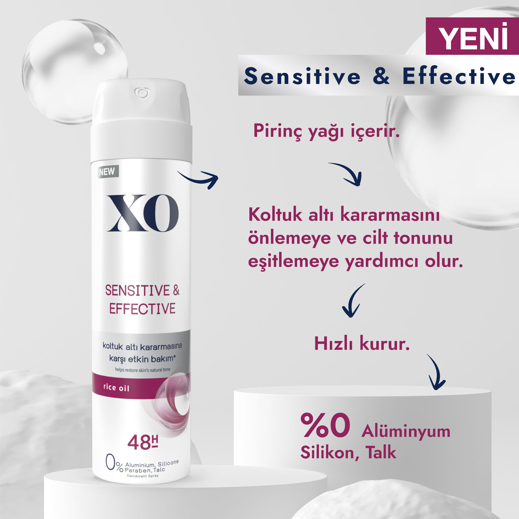 Xo Sensitive & Effective Kadın Deodorant 150Ml - Görsel 2