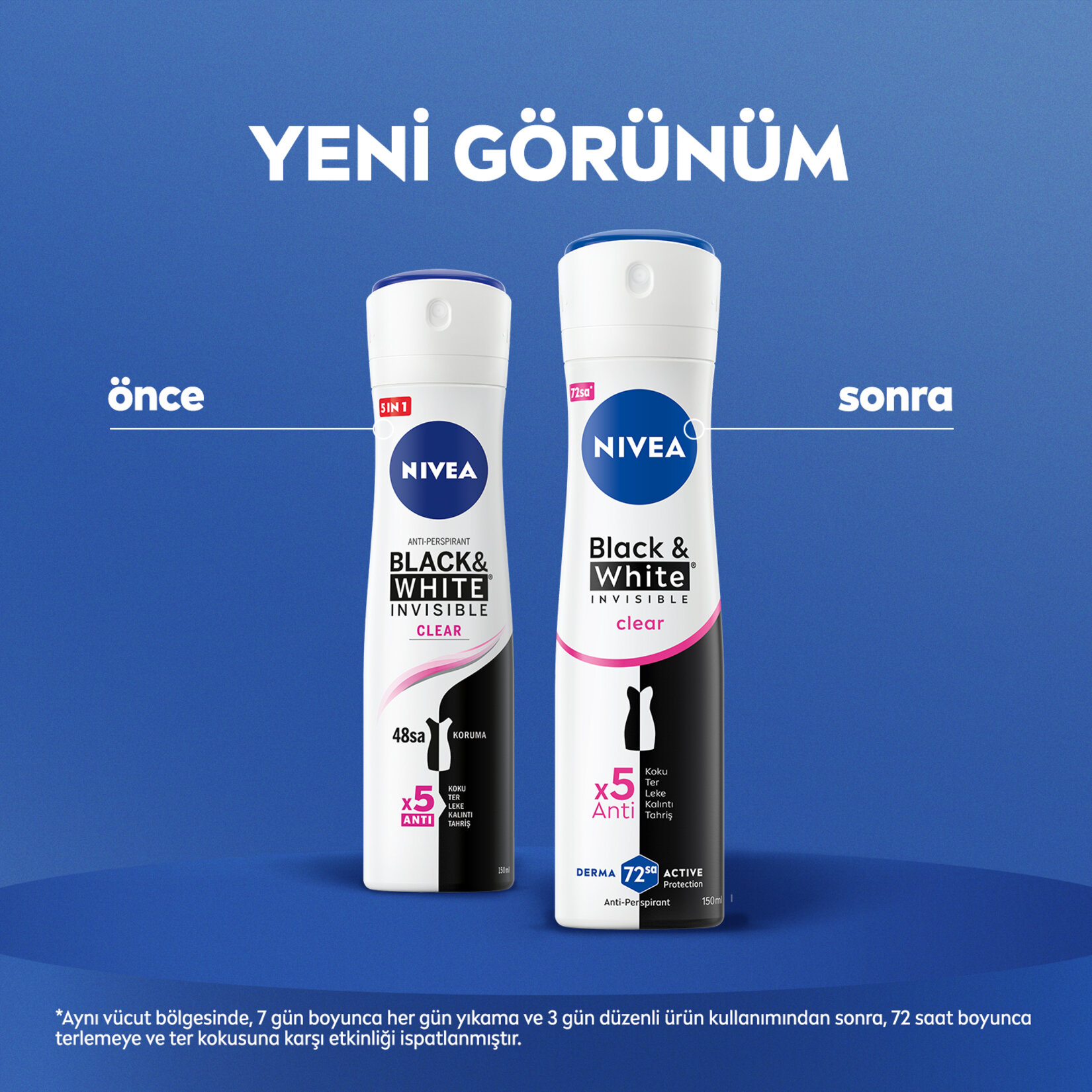 NIVEA Kadın Sprey Deodorant Black&White Clear 72 Saat Anti-perspirant 150ml - Görsel 2