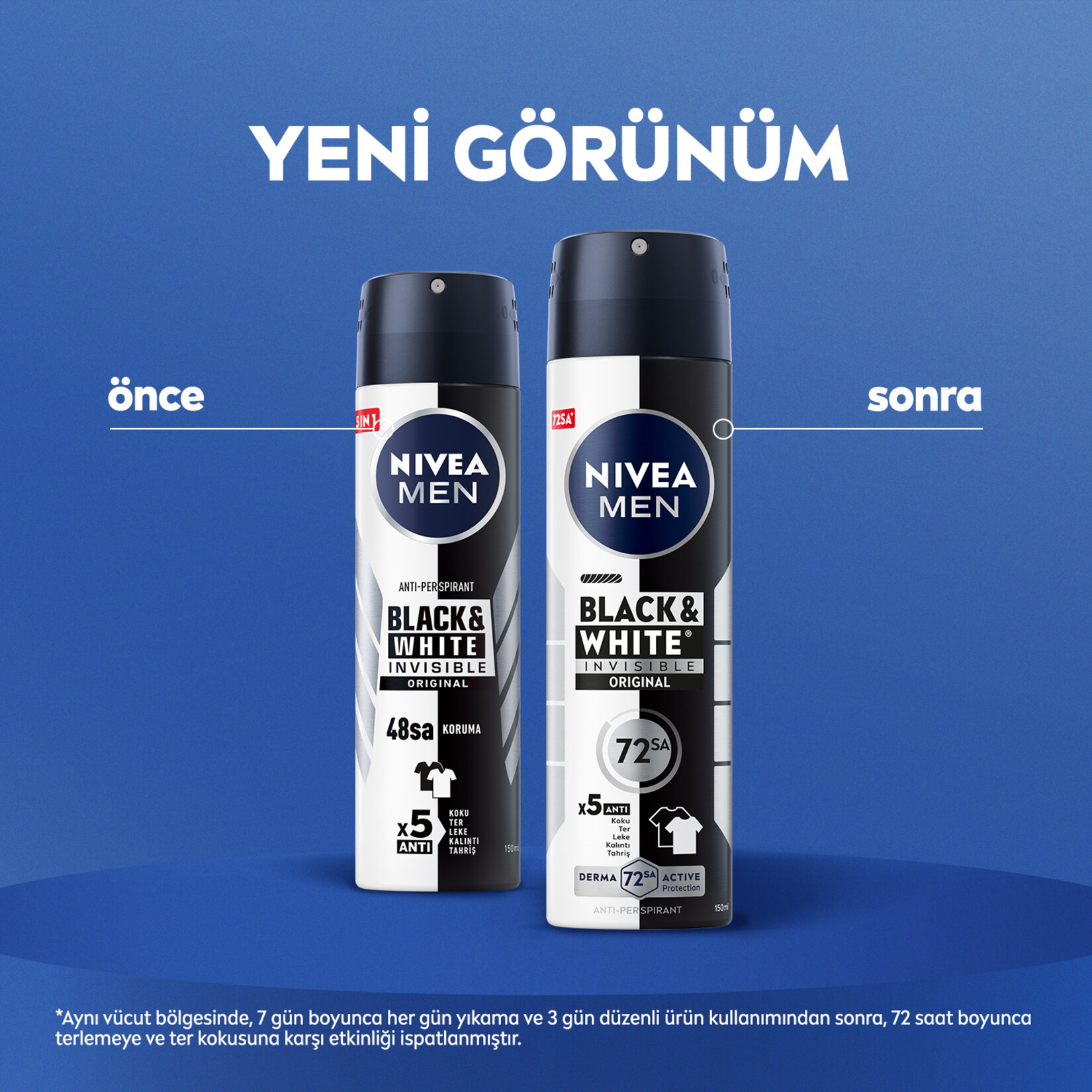 NIVEA MEN Erkek Sprey Deodorant Black&White 72 Saat Anti-perspirant Insible Original 150 ml - Görsel 2
