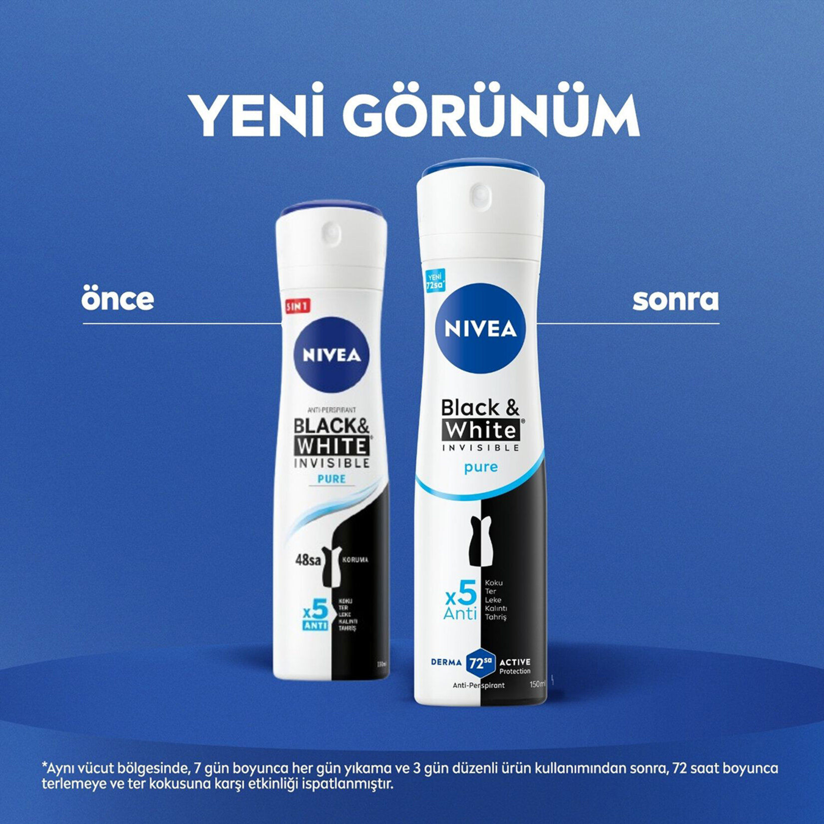 NIVEA Kadın Sprey Deodorant Black&White Invisible Pure 150 ml - Görsel 2