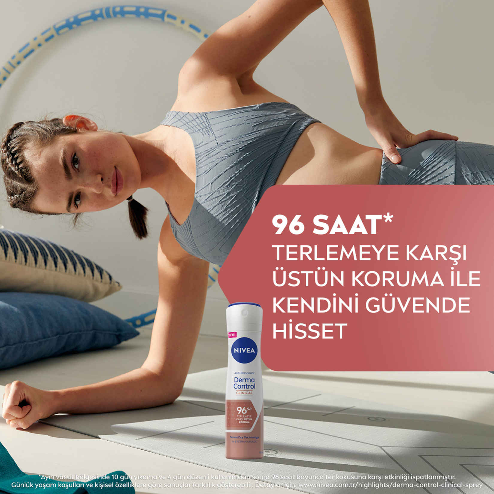 NIVEA Derma Control Clinical Kadın Sprey Deodorant 96 Saat Üstün Koruma 150ml - Görsel 2