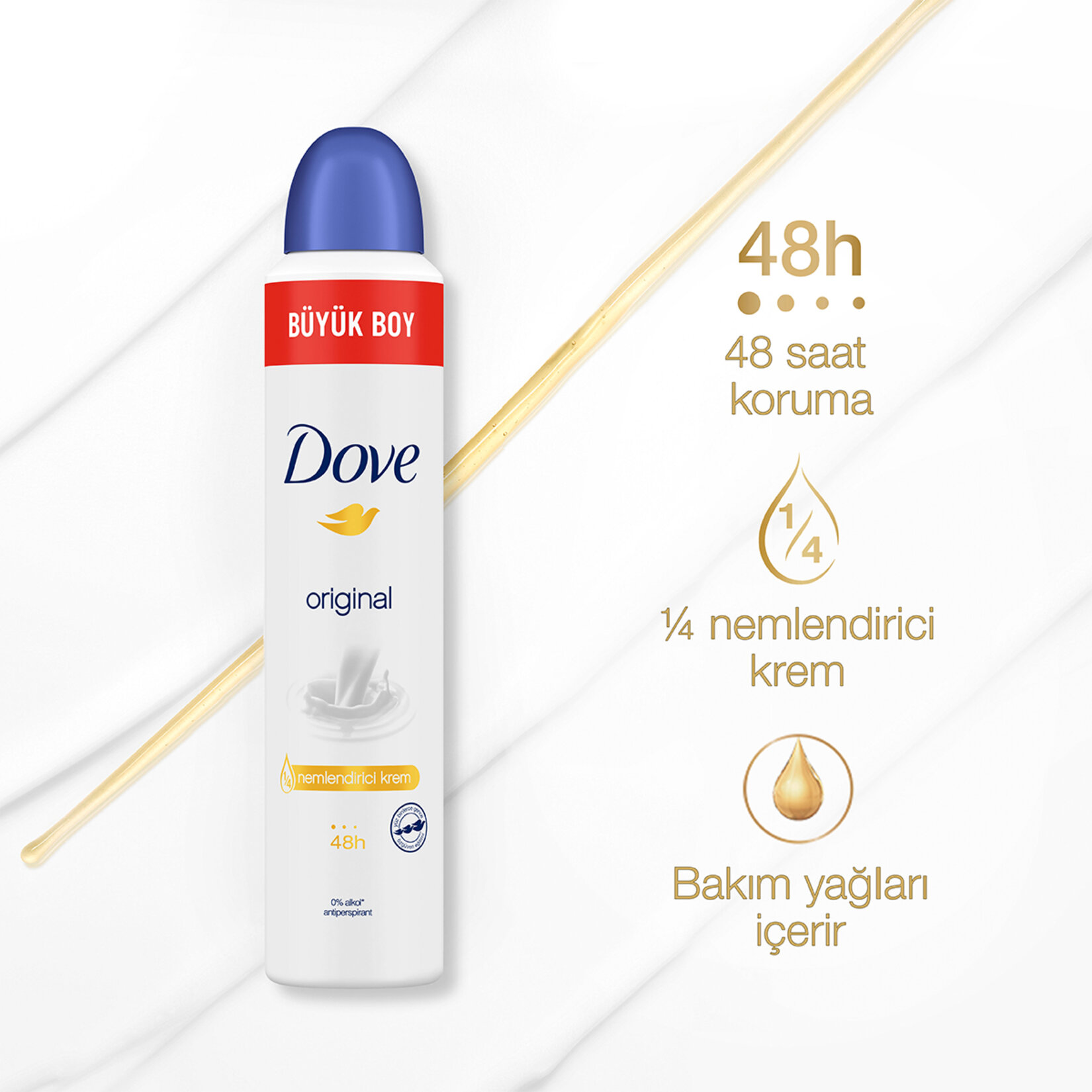 Dove Kadın Sprey Deodorant Original Büyük Boy 200 ml - Görsel 3