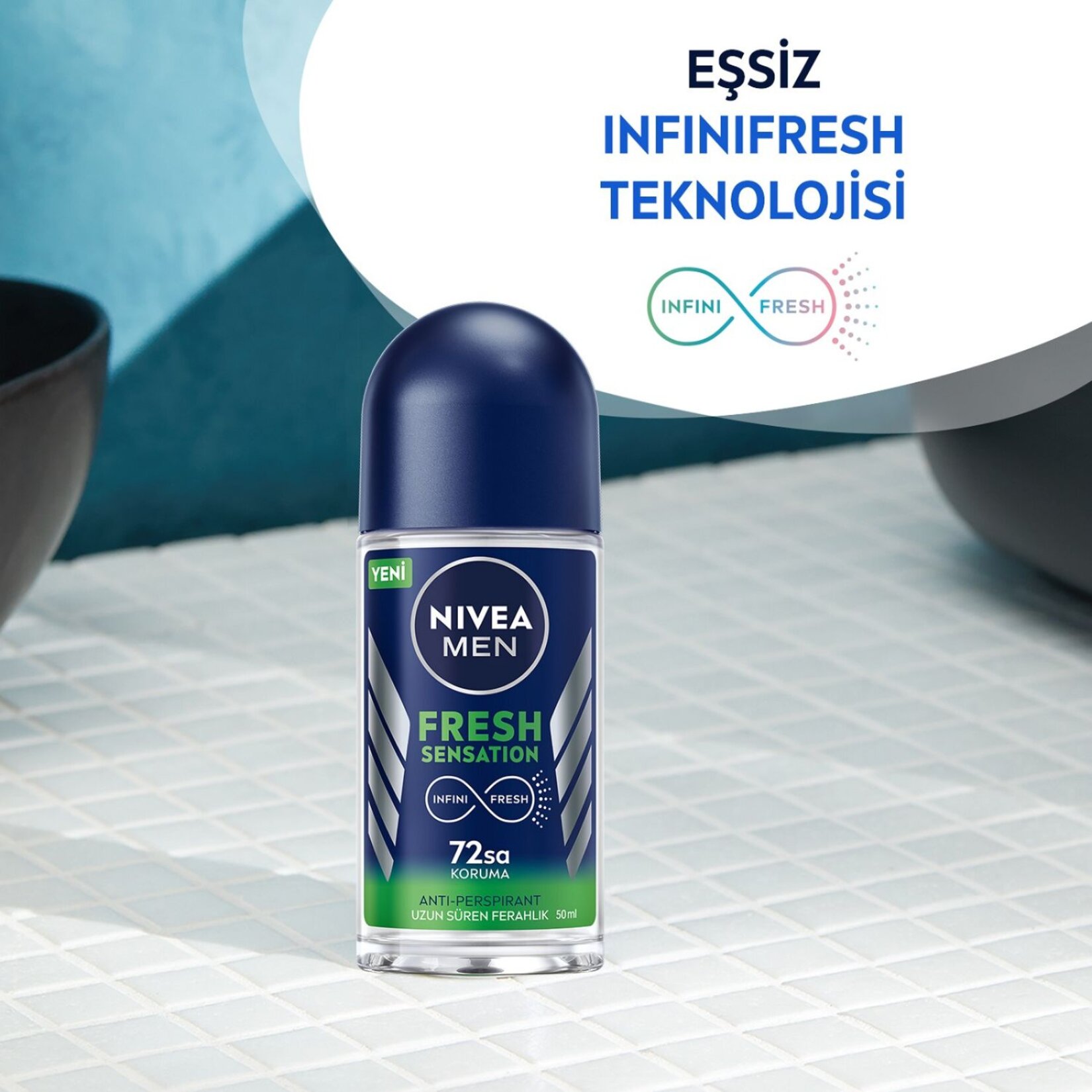 Nivea Men Fresh Sensation Roll on Deodorant, 72 Saat Anti-perspirant Koruma, 50ml - Görsel 3