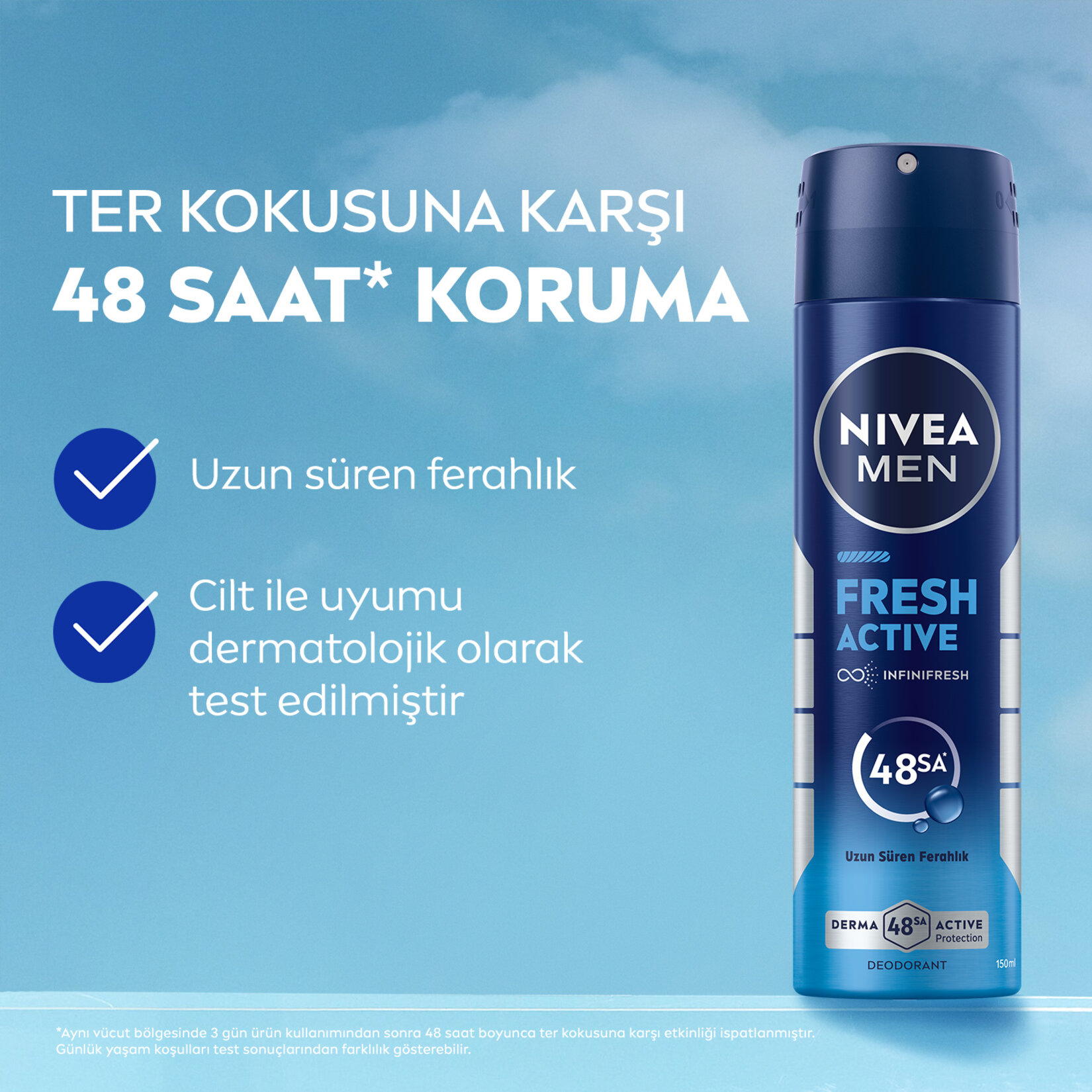 NIVEA MEN Erkek Sprey Deodorant Fresh Active 150 ml - Görsel 3