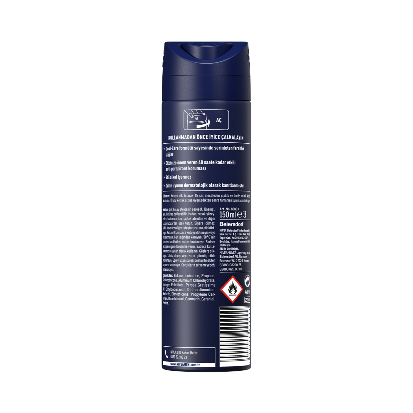NIVEA Men Erkek Sprey Deodorant Cool Kick 48 Saat Anti-perspirant Koruma 150ml - Görsel 2