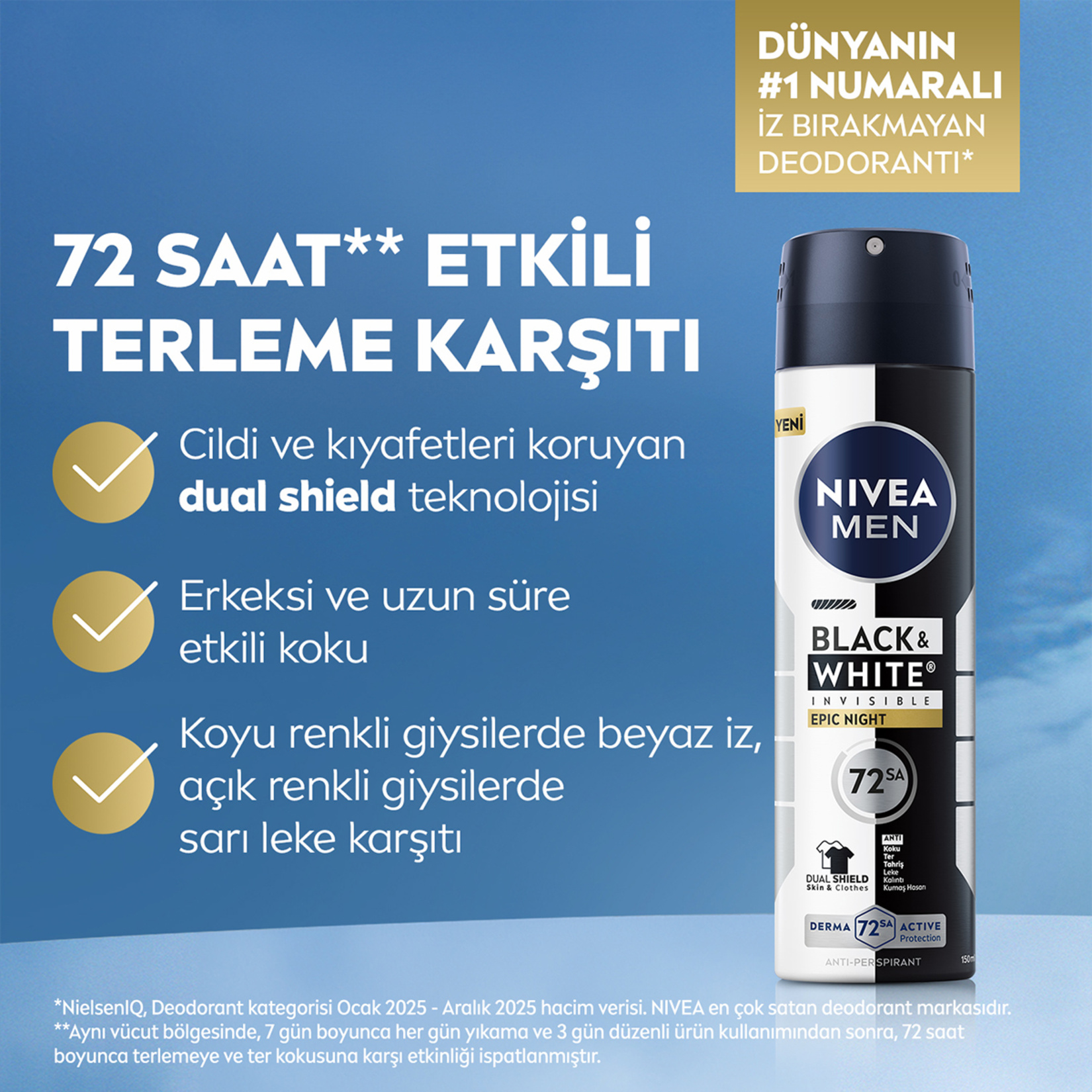 Nivea Men Sprey Deodorant Black & White Invisible Epic 150 Ml - Görsel 2