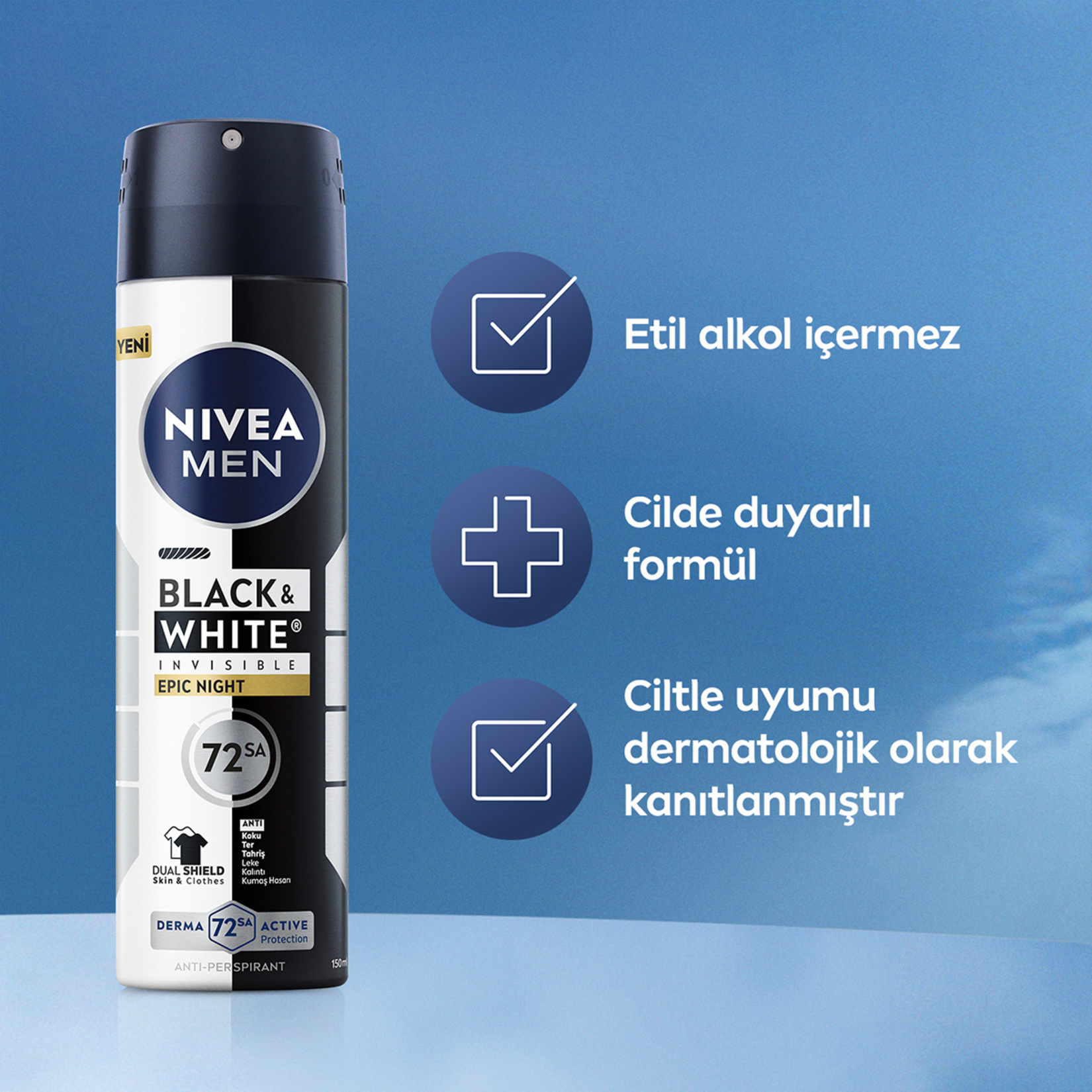 Nivea Men Sprey Deodorant Black & White Invisible Epic 150 Ml - Görsel 3