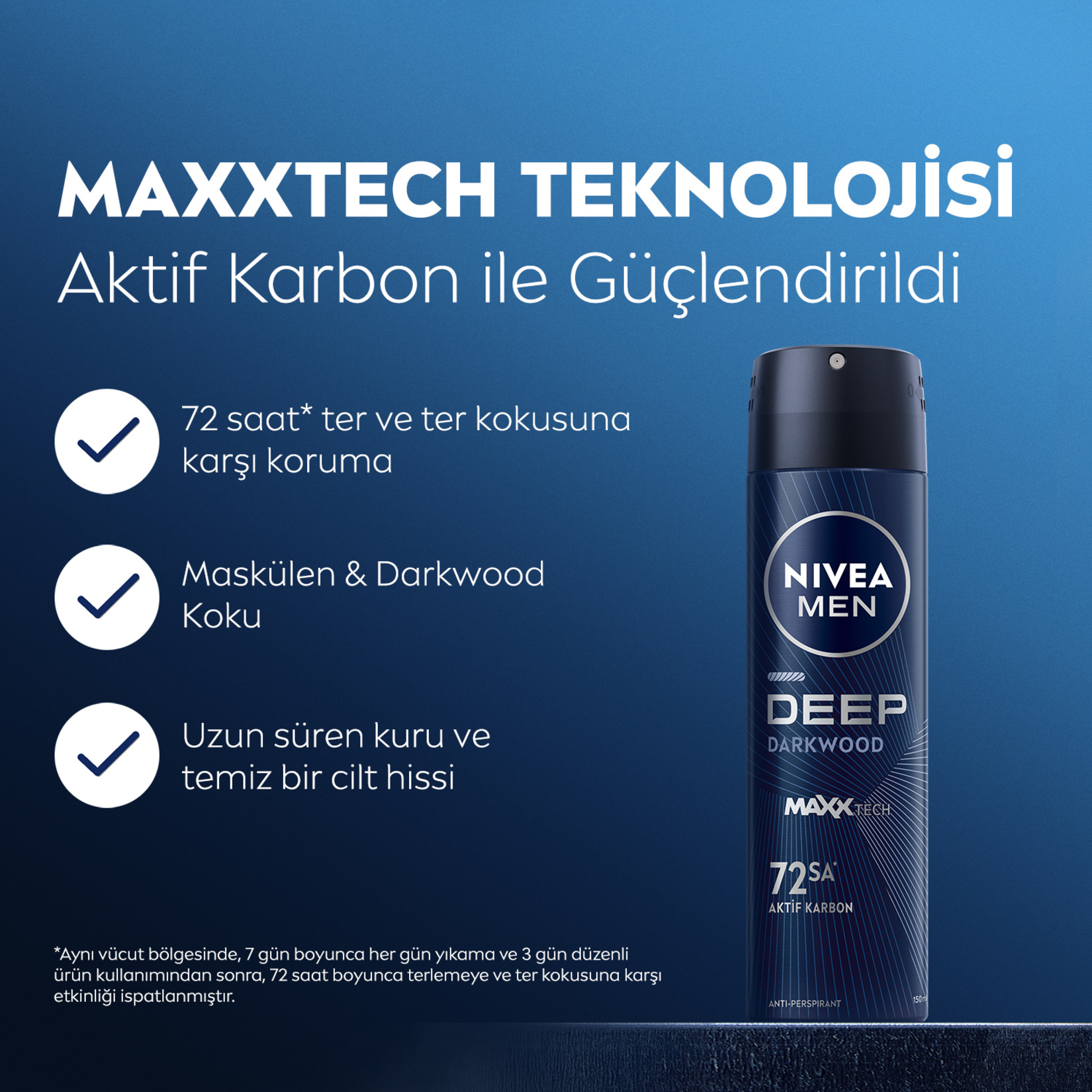 NIVEA Men Erkek Sprey Deodorant Deep Dimension 150 Ml - Görsel 3