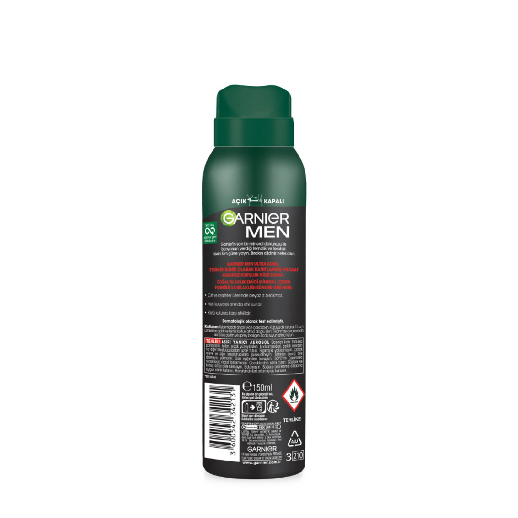 Garnier Men Ultra Kuru Spray Deodorant - Görsel 2