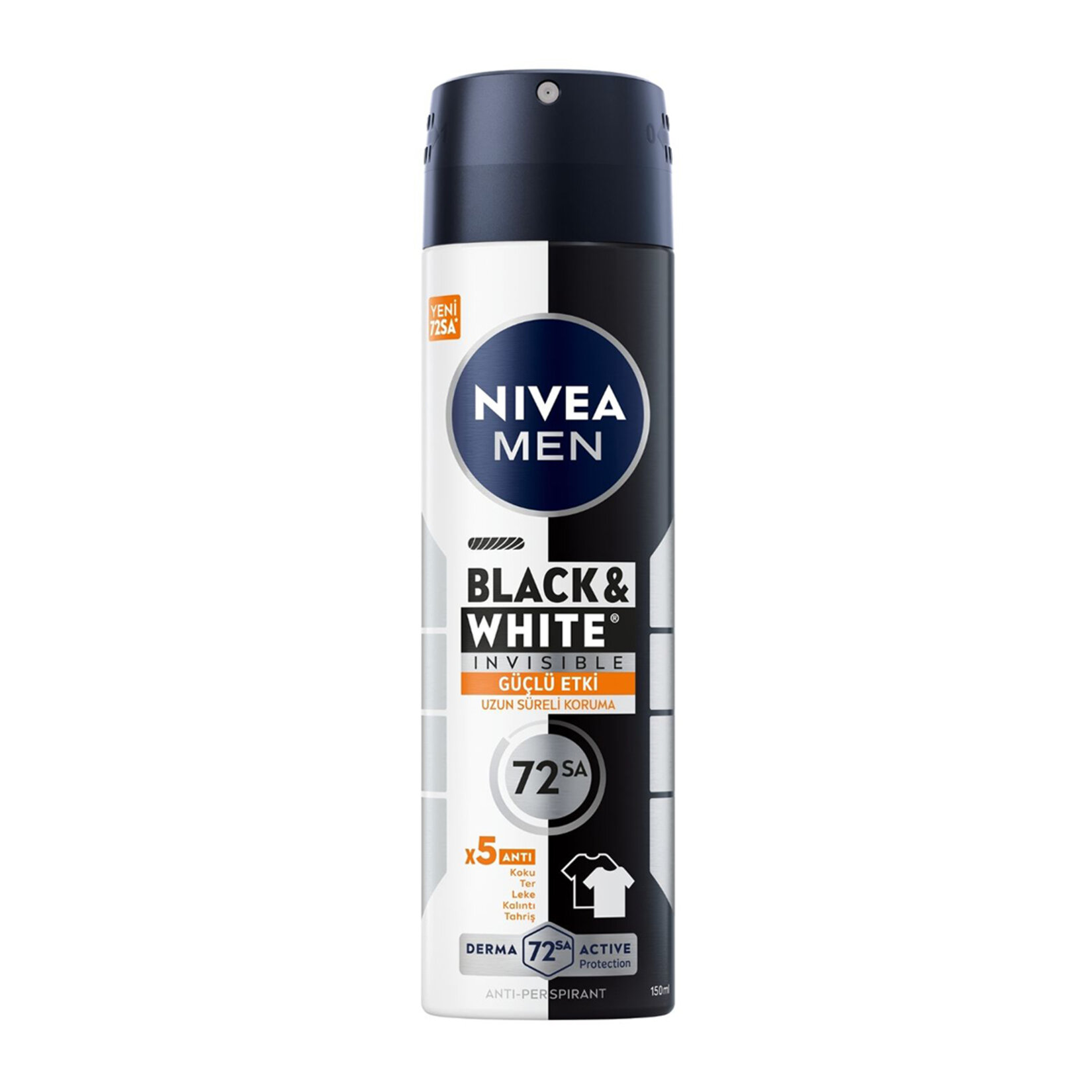 NIVEA Men Erkek Sprey Deodorant Black&White Invisible Güçlü Etki 150 ml - Görsel 1