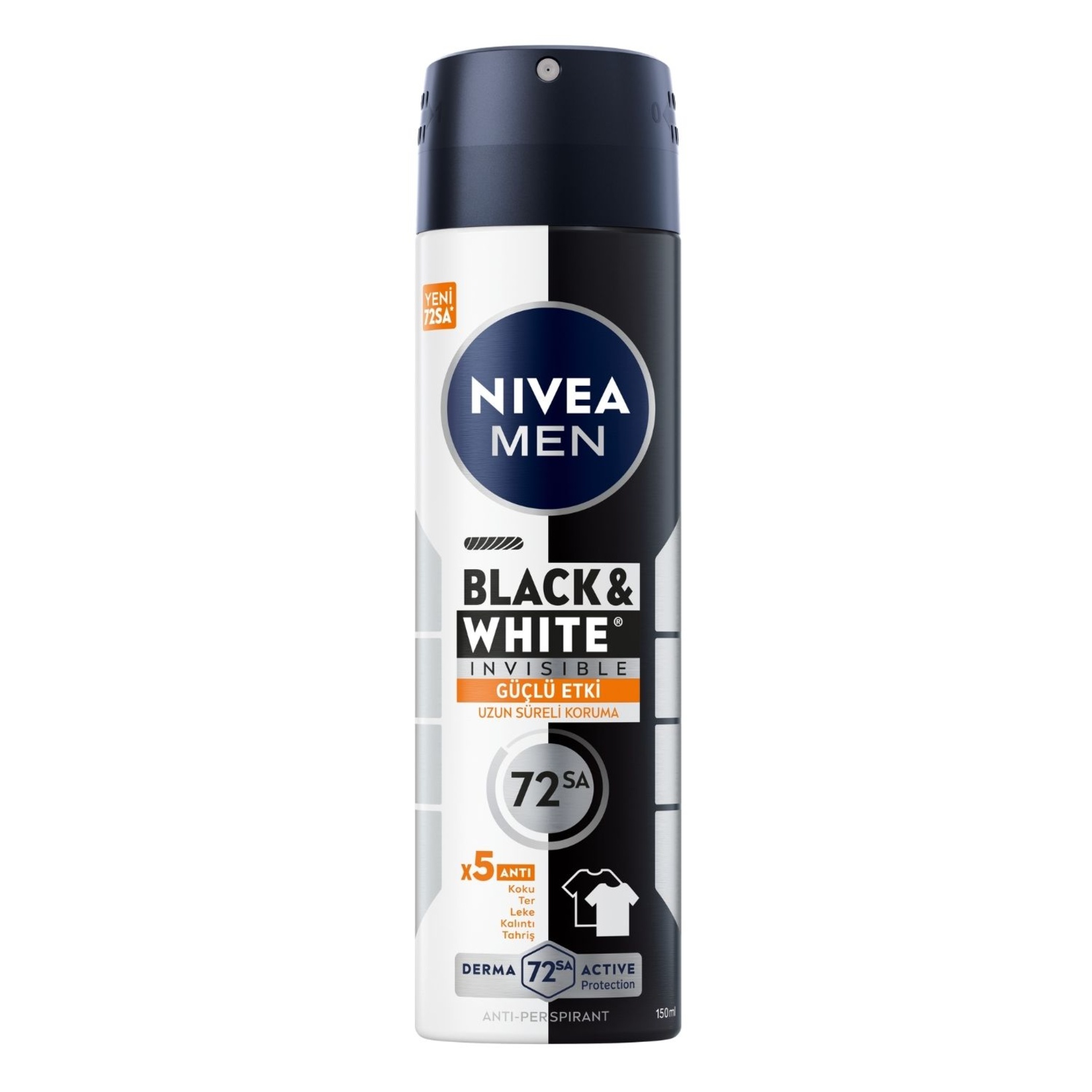 NIVEA MEN Erkek Sprey Deodorant Black&White Invisible Güçlü Etki 150 Ml - Görsel 1