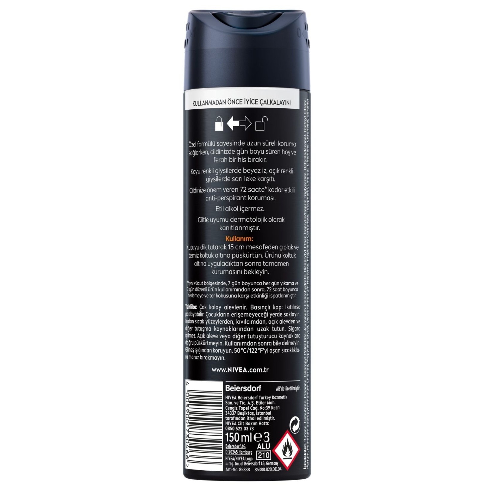 NIVEA MEN Erkek Sprey Deodorant Black&White Invisible Güçlü Etki 150 Ml - Görsel 2