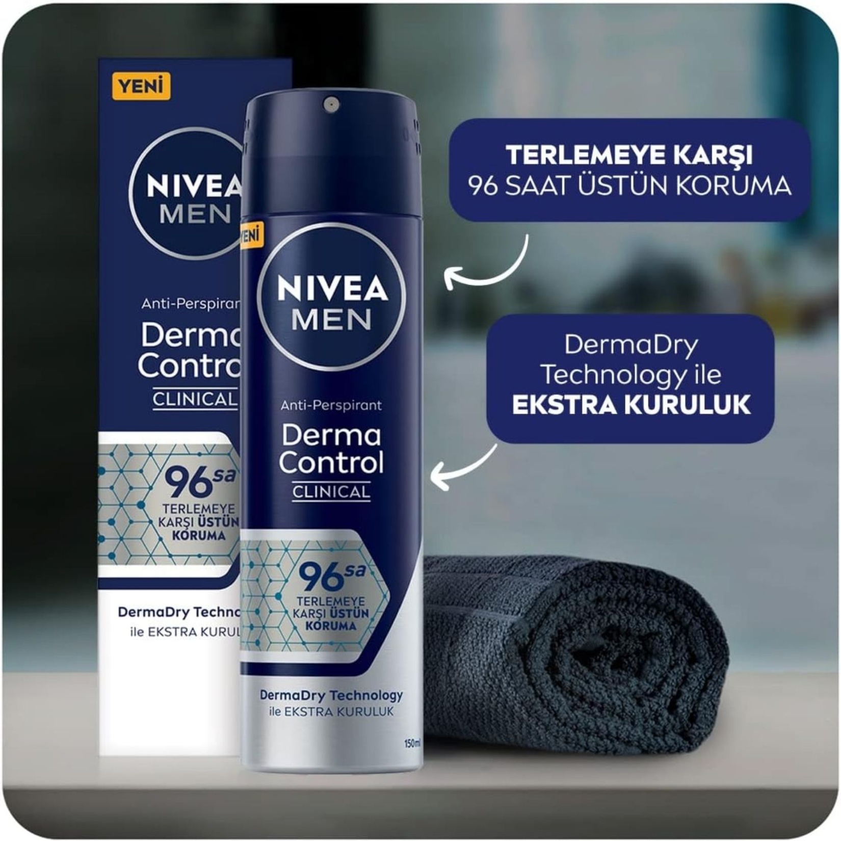 NIVEA Men Derma Control Clinical Erkek Sprey Deodorant 150 ml - Görsel 4