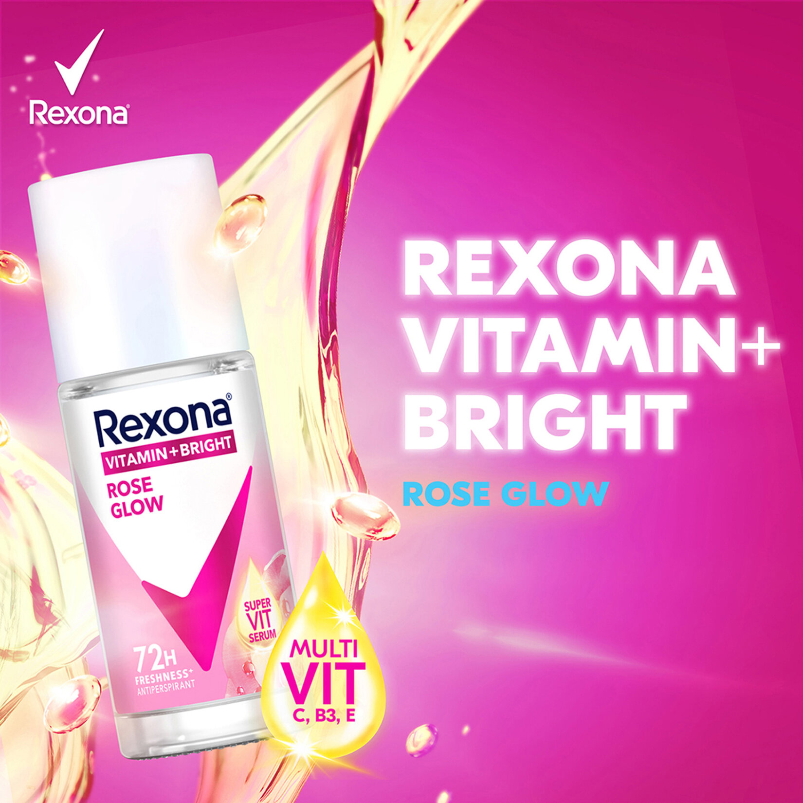 Rexona Vitamin + Bright Rose Glow Kadın Roll On 45Ml - Görsel 2