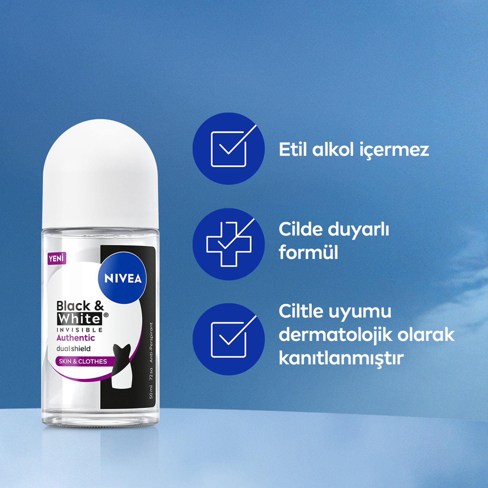 Nivea Kadın Roll-On Deodorant Black&White Invisible 50 Ml - Görsel 3