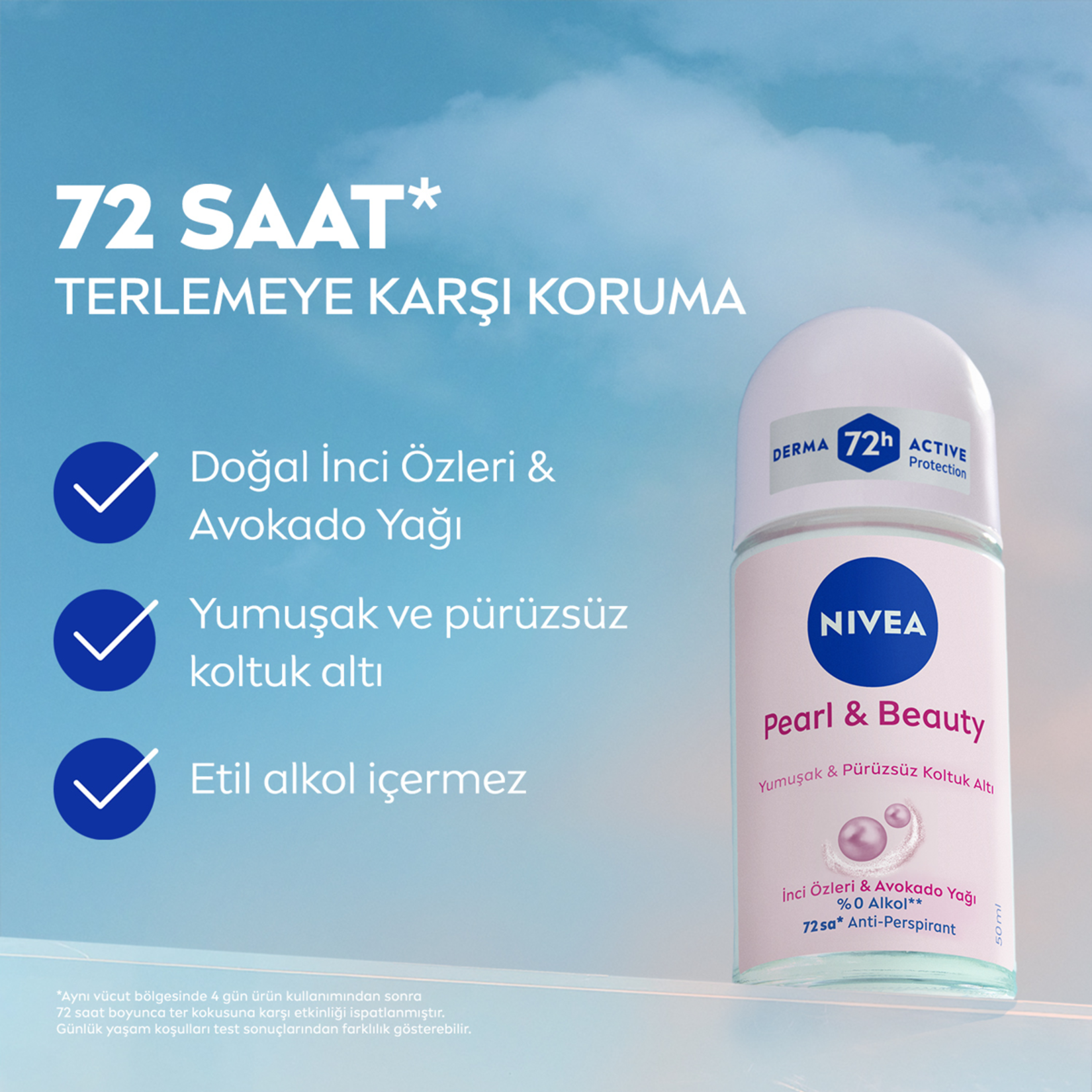 NIVEA Kadın Roll-on Deodorant Pearl&Beauty 72 Saat Anti-perspirant 50 Ml - Görsel 3