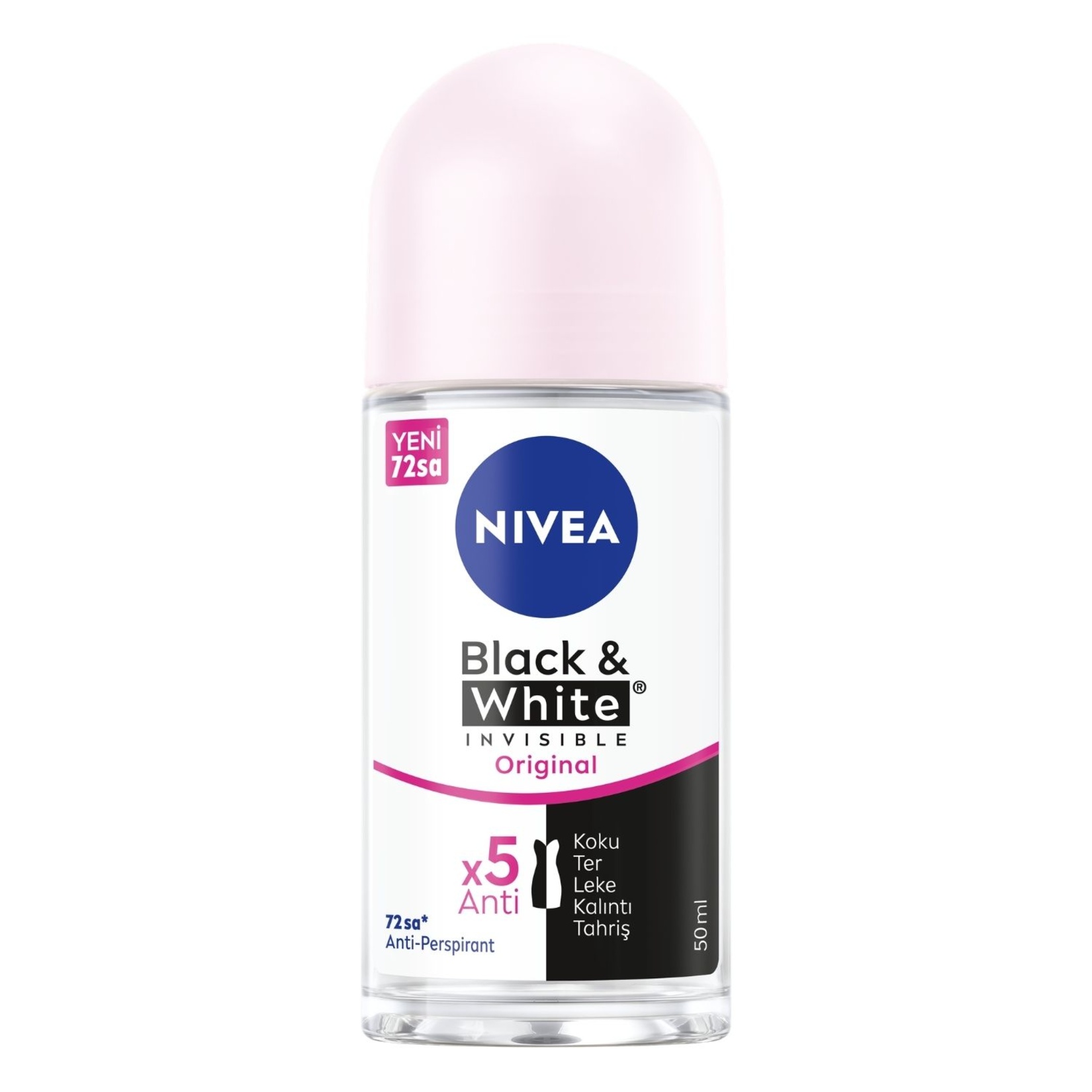 NIVEA Kadın Roll-on Deodorant Black&White Clear 72 Saat Anti-perspirant Koruma 50ml - Görsel 1