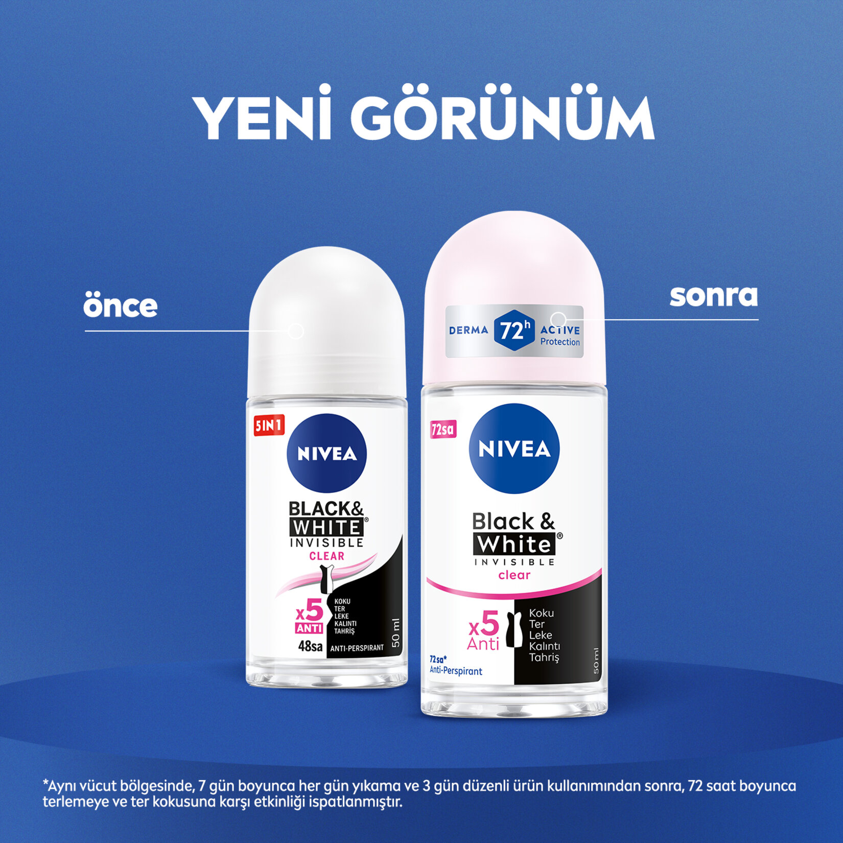 NIVEA Kadın Roll-on Deodorant Black&White Clear 72 Saat Anti-perspirant Koruma 50ml - Görsel 3