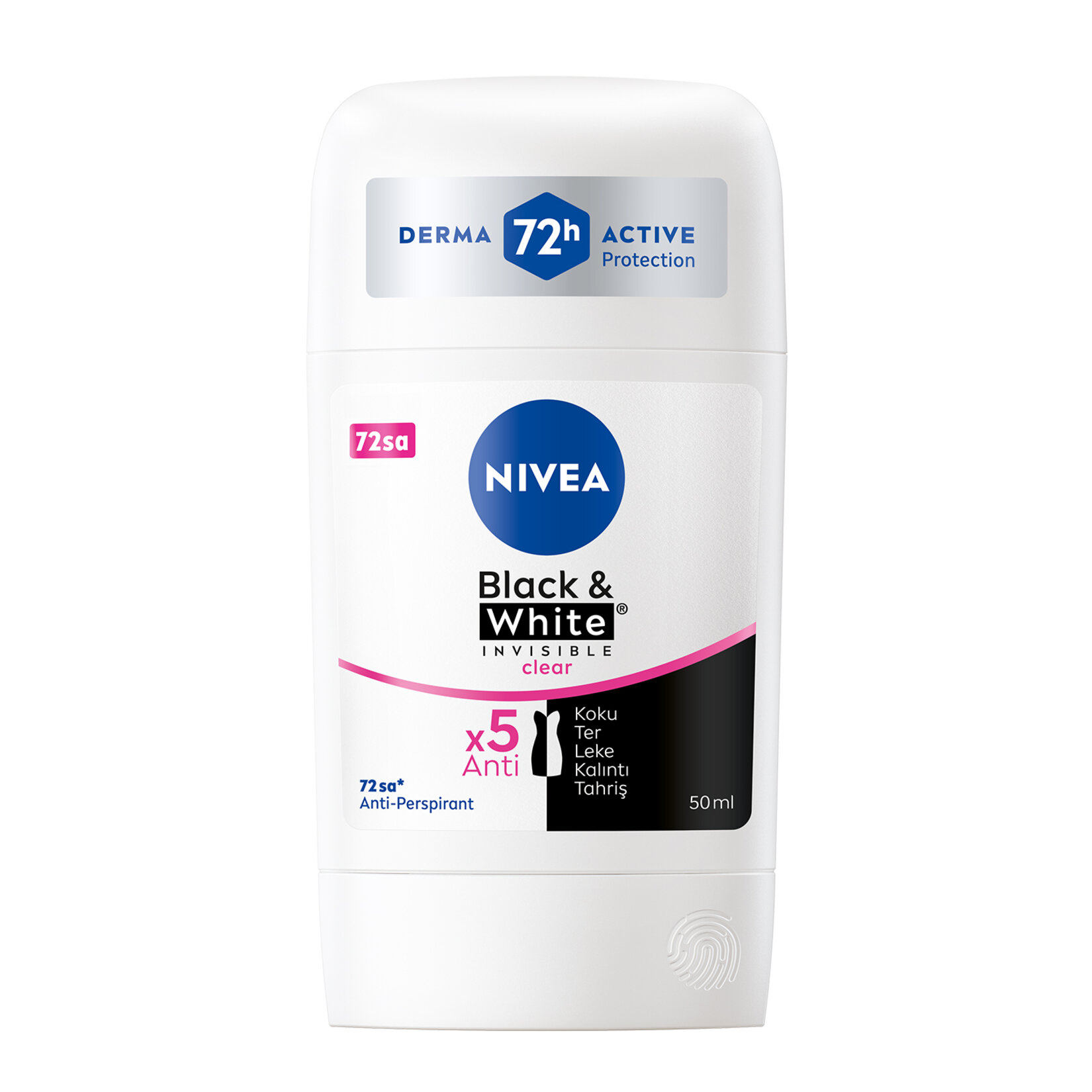 NIVEA Kadın Stick Deodorant Black&White Clear 72 Saat Anti-perspirant Koruma 50ml - Görsel 1