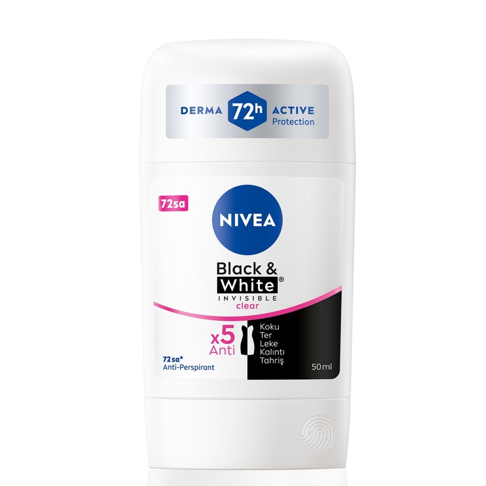 NIVEA Kadın Stick Deodorant Black&White Clear 72 Saat Anti-perspirant Koruma 50ml - Görsel 1