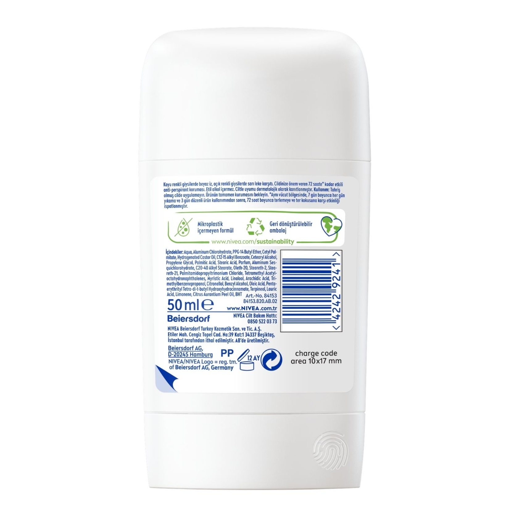 NIVEA Kadın Stick Deodorant Black&White Clear 72 Saat Anti-perspirant Koruma 50ml - Görsel 2