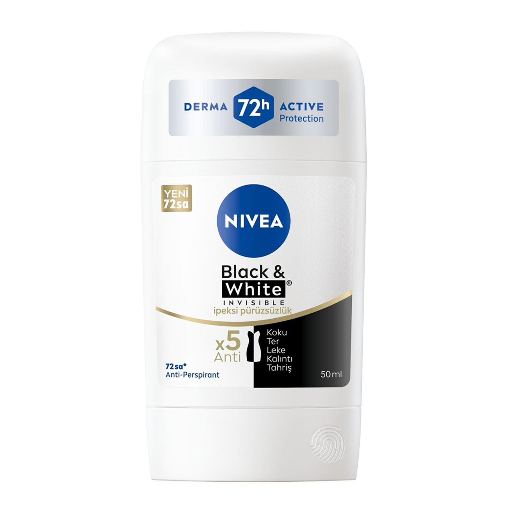 NIVEA Black & White Invisible İpeksi Pürüzsüzlük Stick 50ml - Görsel 1