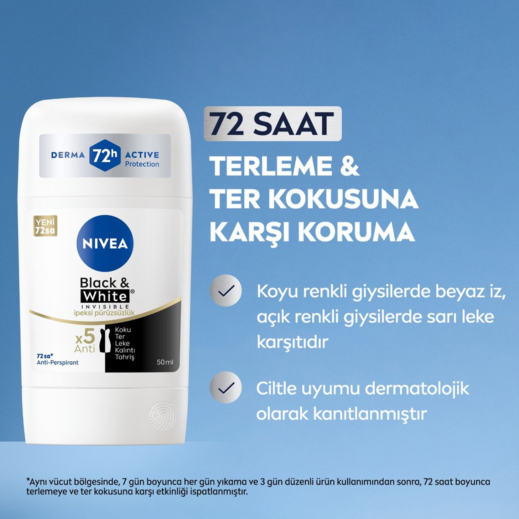 NIVEA Black & White Invisible İpeksi Pürüzsüzlük Stick 50ml - Görsel 3
